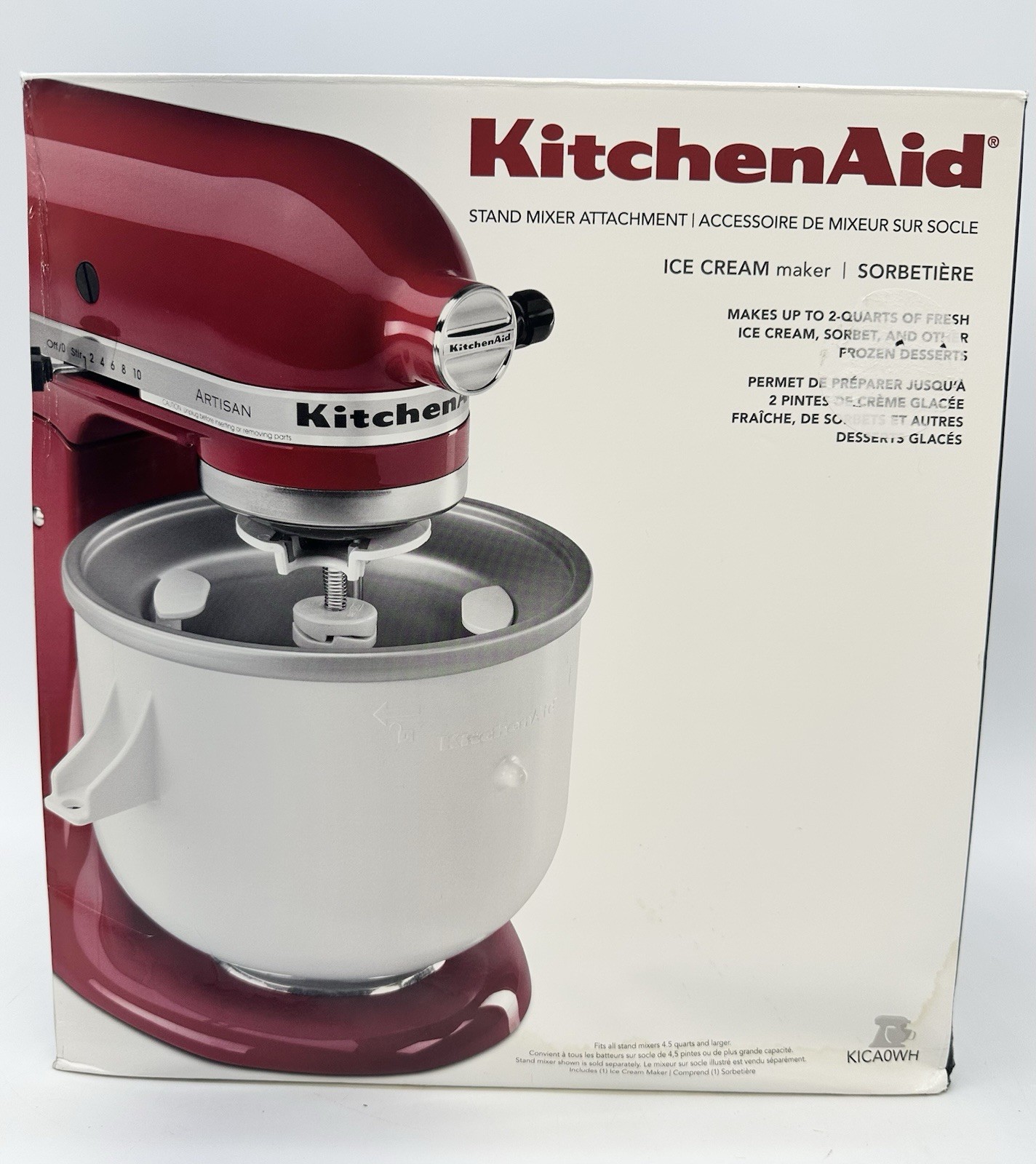 Ice Cream Maker Attachment for KitchenAid 4.5/5 Quart Mixer Makes 2 Quarts New