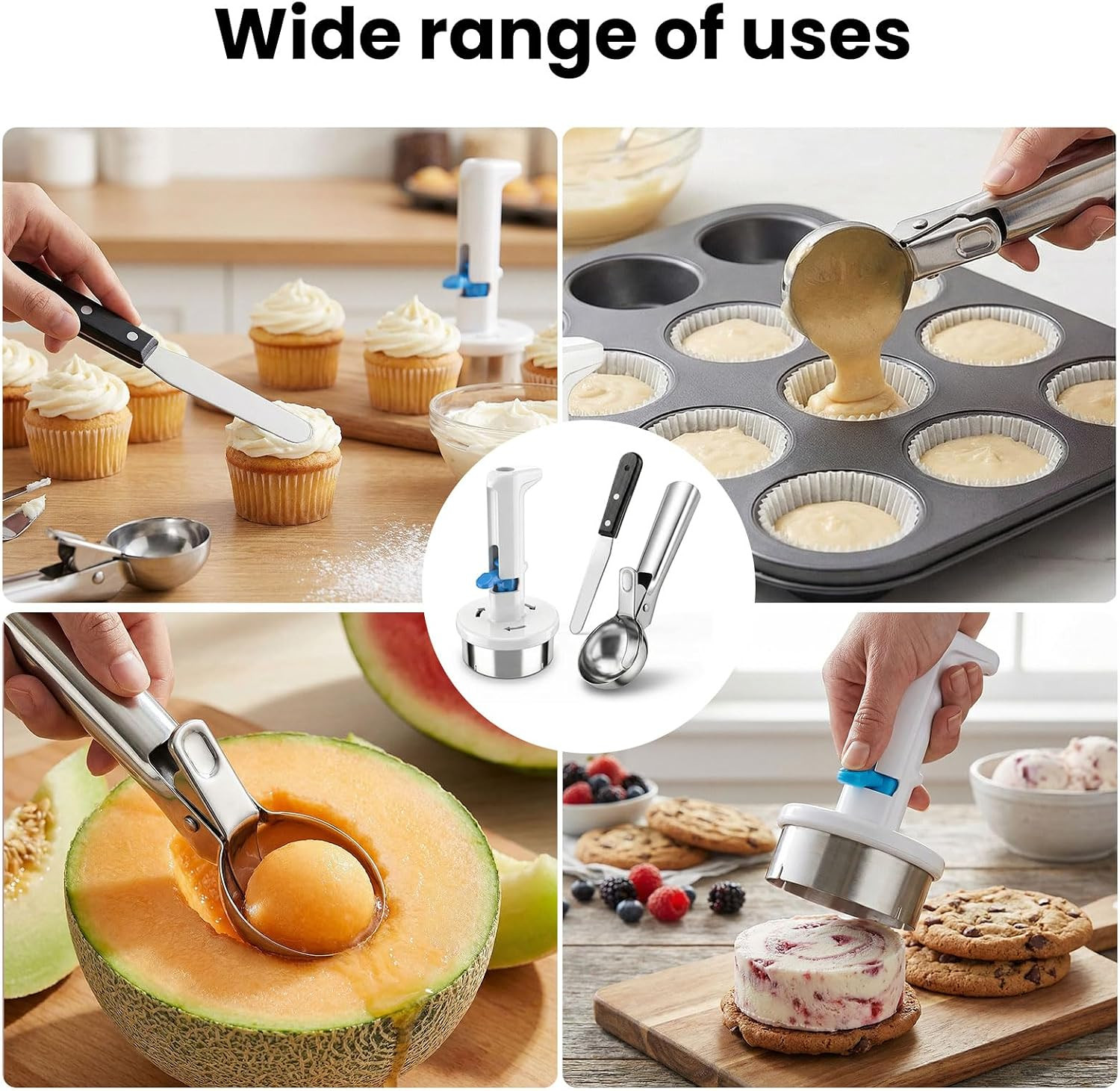 Stainless Steel Ice Cream Sandwich Maker Kit with Scoop – Yummy Treats!