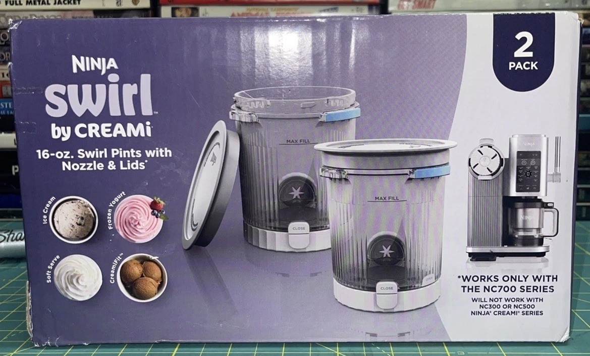 Ninja – Swirl by CREAMi Pints and Lids, 2 Pack – Grey Lids Eshelf NEW