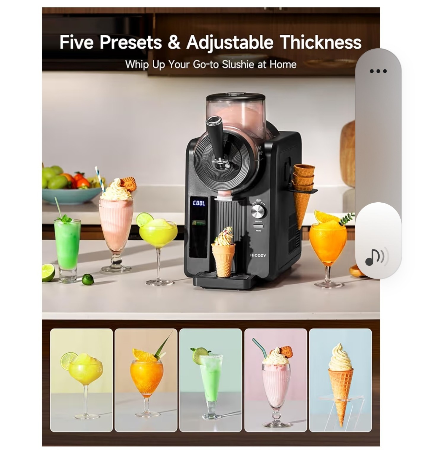 F3 Slushie Machine & Soft Serve Ice Cream Machine, No Ice Needed, Self-Cleaning,