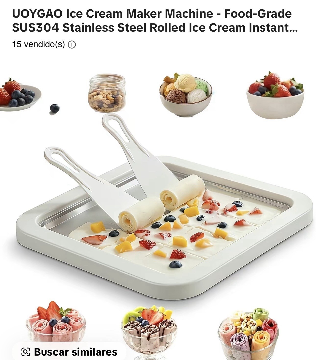UOYGAO Manual Instant Ice Cream Maker Stainless Steel Pan White 0.5 qt Spatulas