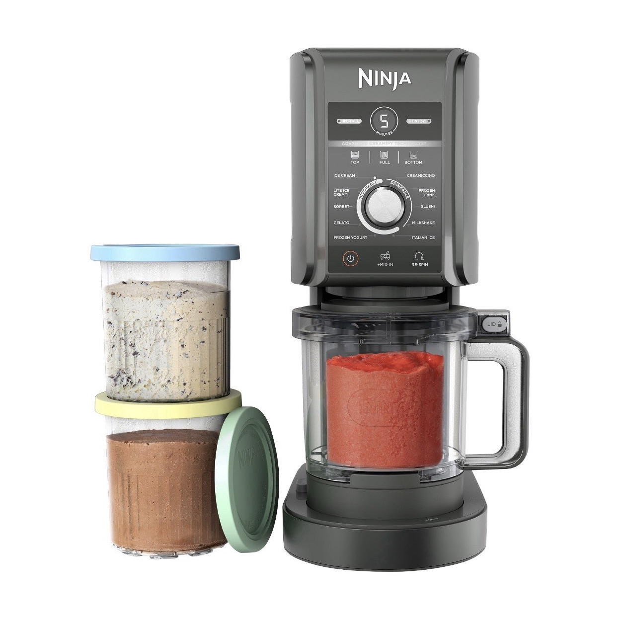 Ninja CREAMi Deluxe Electric Ice Cream Maker 24 oz 800W Gray/Black NC501