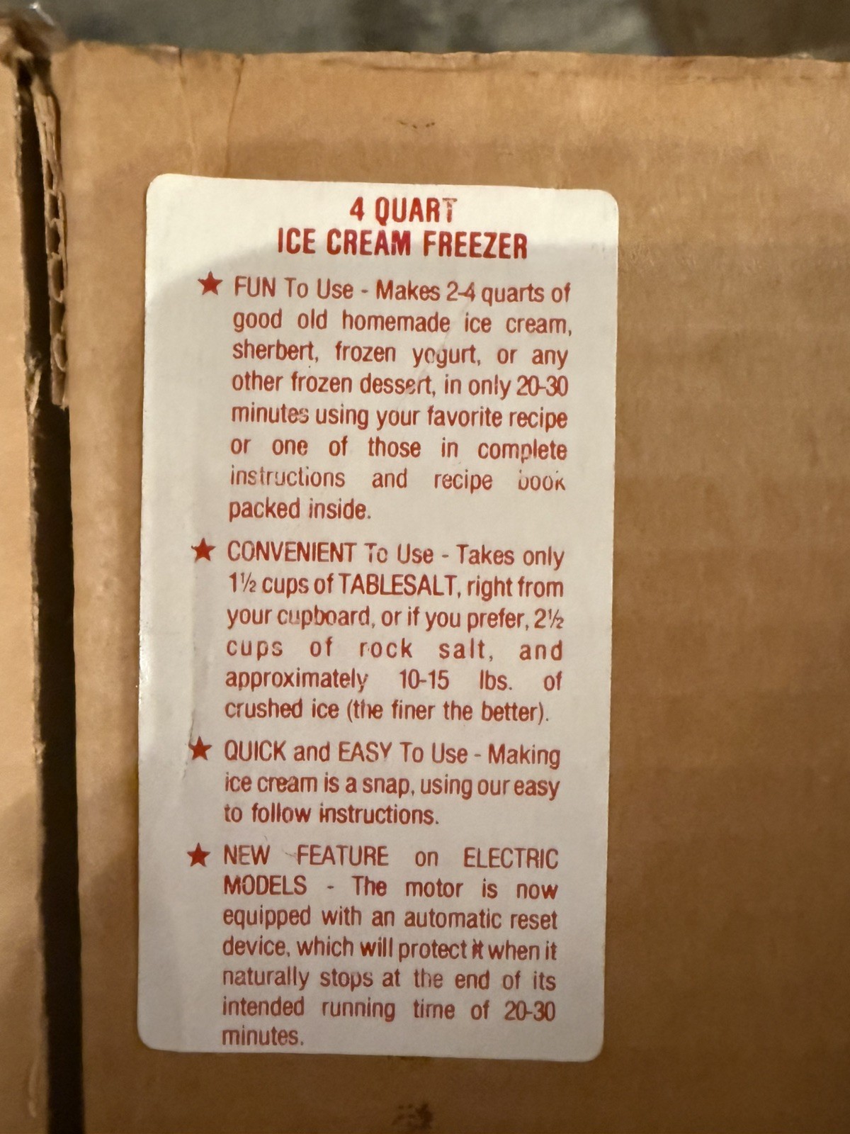 Vintage Richmond Cedar Works 4 Quart Electric Ice Cream Freezer Almond Model 71