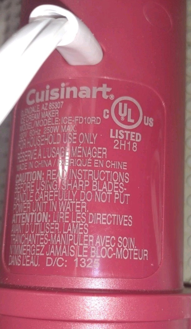 Cuisinart FastFreeze FD10RD Tool Only Working Free Shipping