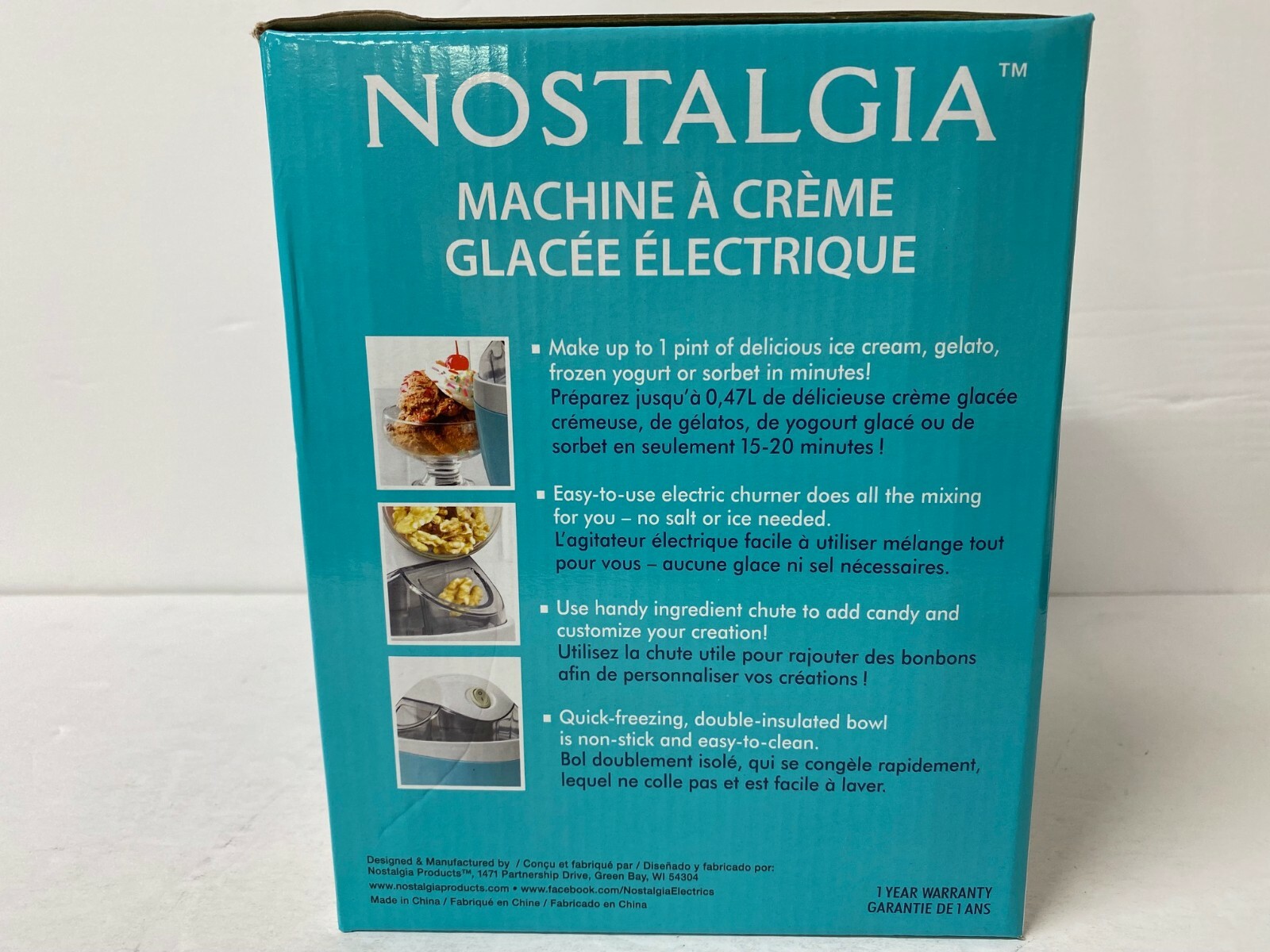Nostalgia Electric Ice Cream Maker Blue 1-Pint – New