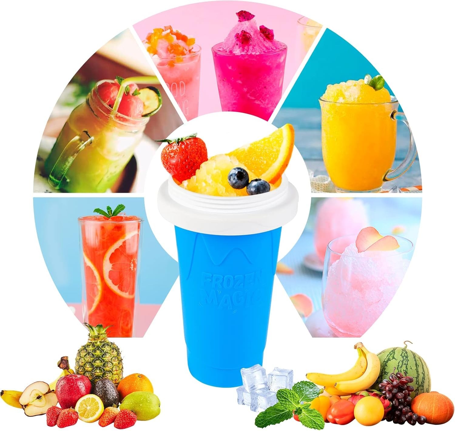 Portable Double Layer Slushie Maker Cup – DIY Frozen Treats for All Ages, Blue