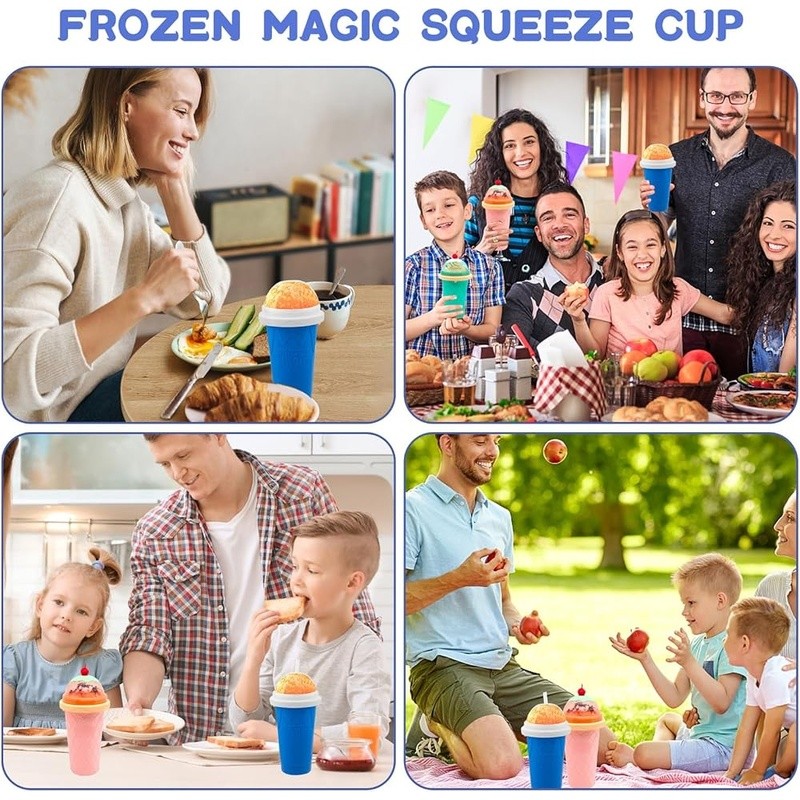 Quick Frozen Slushy Cup Food-Grade Silicone Reusable DIY Smoothie Maker Fun Kids