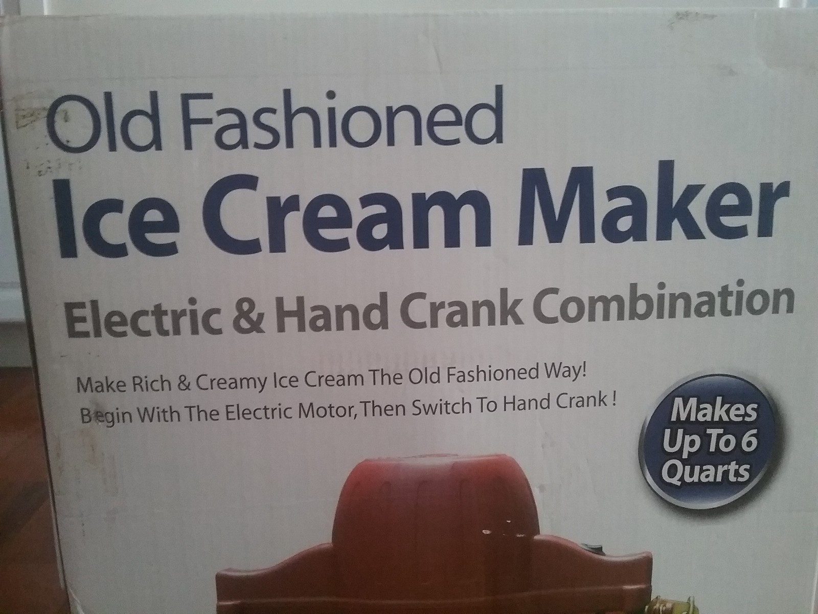 AMERIHOME Old Fashioned 6 QT Electric/Hand Crank ICE CREAM MAKER MODLE ICM6 NEW