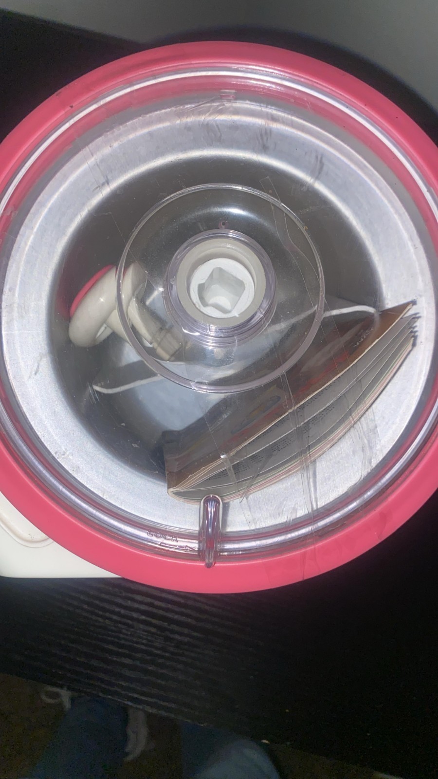Vintage Donvier 1 Pint Chillfast Manual Ice Cream Maker Pink Rim Hand Crank
