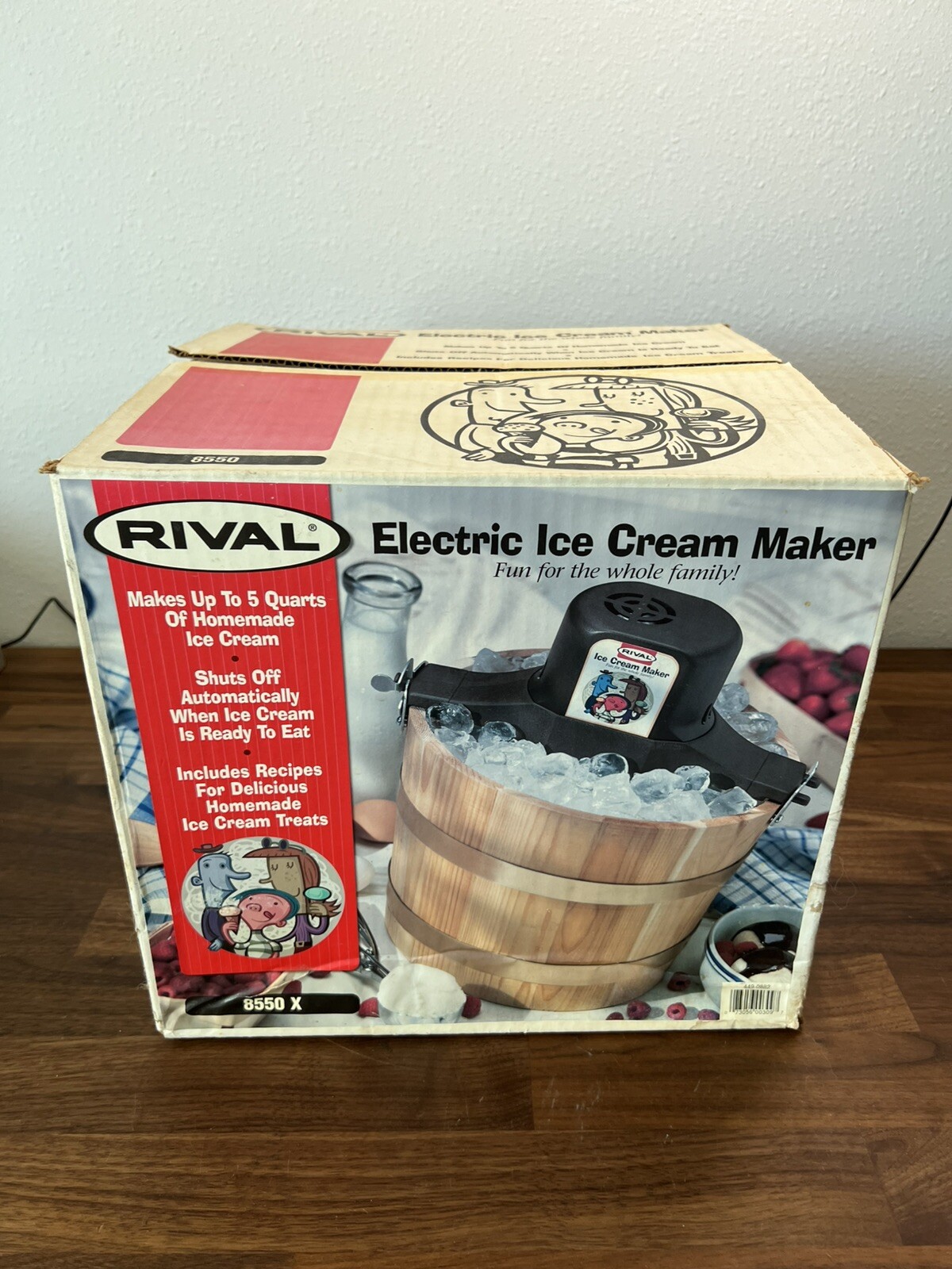 Vtg Rival Wooden Electric Ice Cream Maker Model 8550X Made In USA Tested Working