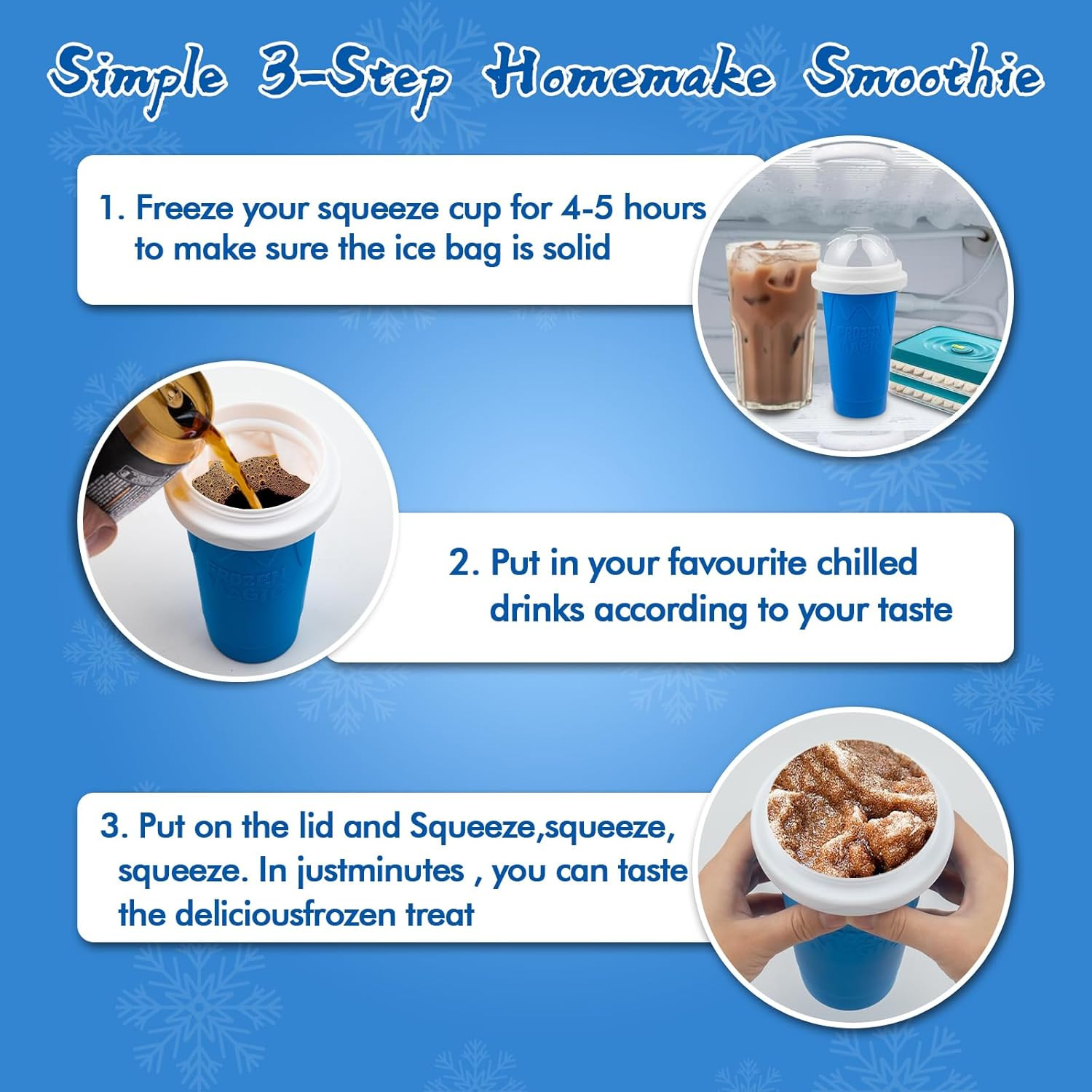 3PCS Slushie Maker Cup, Quick Frozen Magic Cups for Homemade Milk Shake Ice Crea