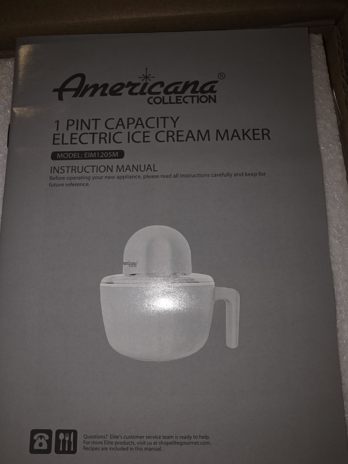 NEW Americana by Elite Gourmet Pint EIM1205M Ice Cream Maker, 1 Pint Capacity
