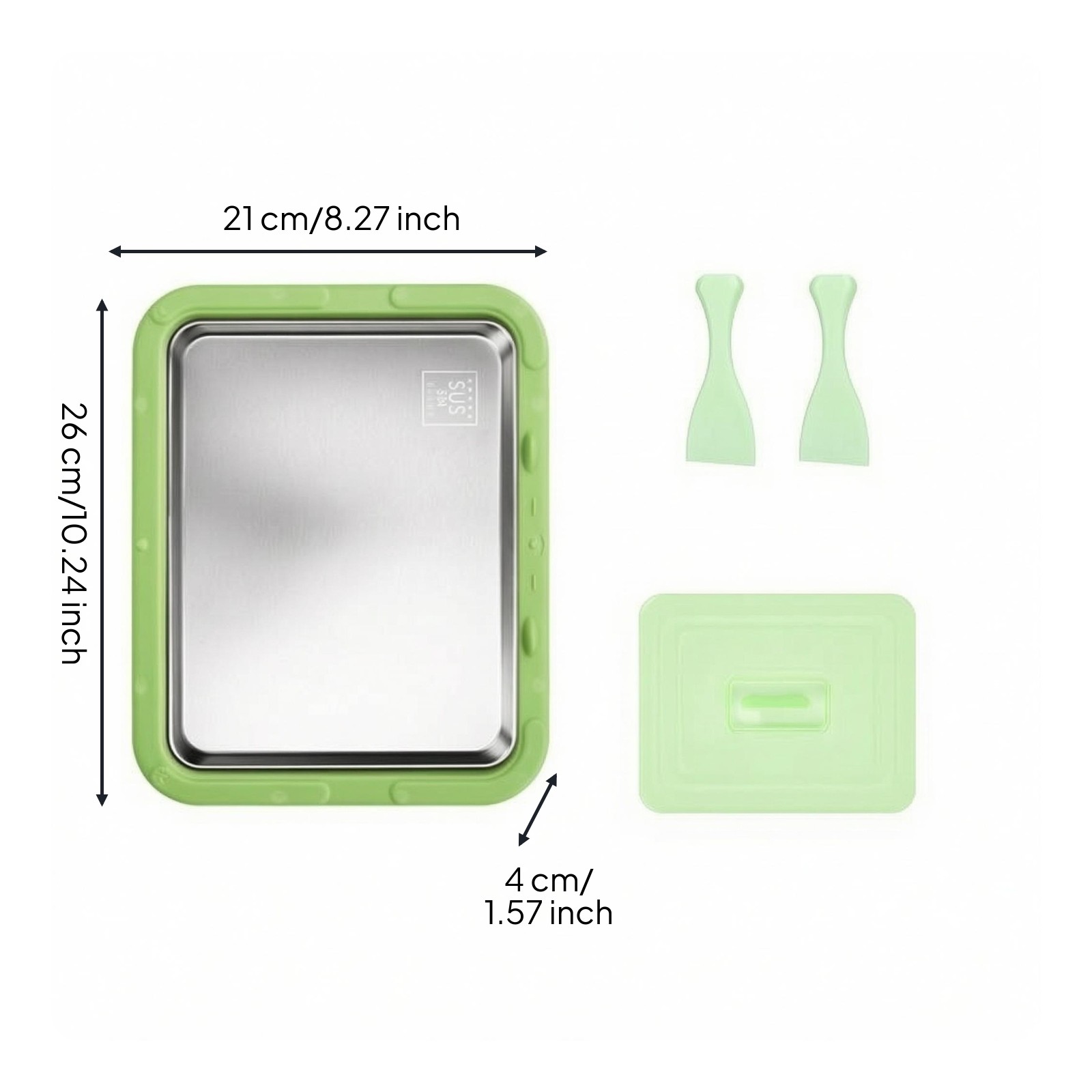 Rectangular Stainless Steel Tray Lid Included Tableware Non-Porous Surface