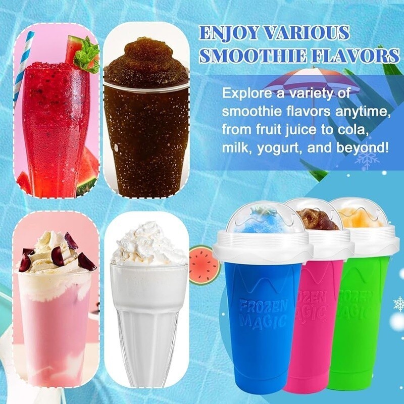 Slushie Maker Cup Set 2 Pack DIY Frozen Squeeze Cups Juice Yogurt Milk New