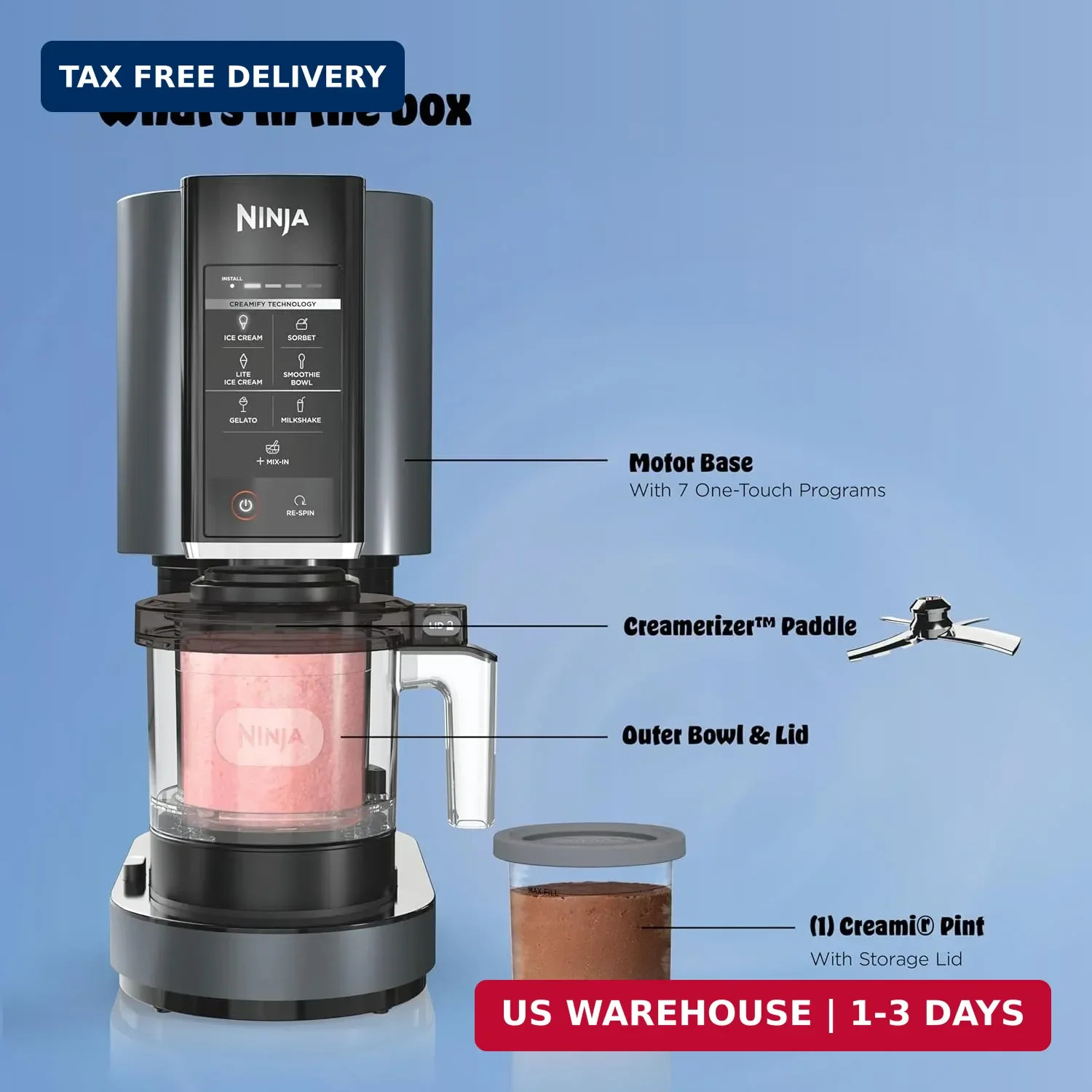 Ninja CREAMi Ice Cream Maker | 7-in-1 – IceCream, Gelato, Sorbet, Milkshakes, Mi