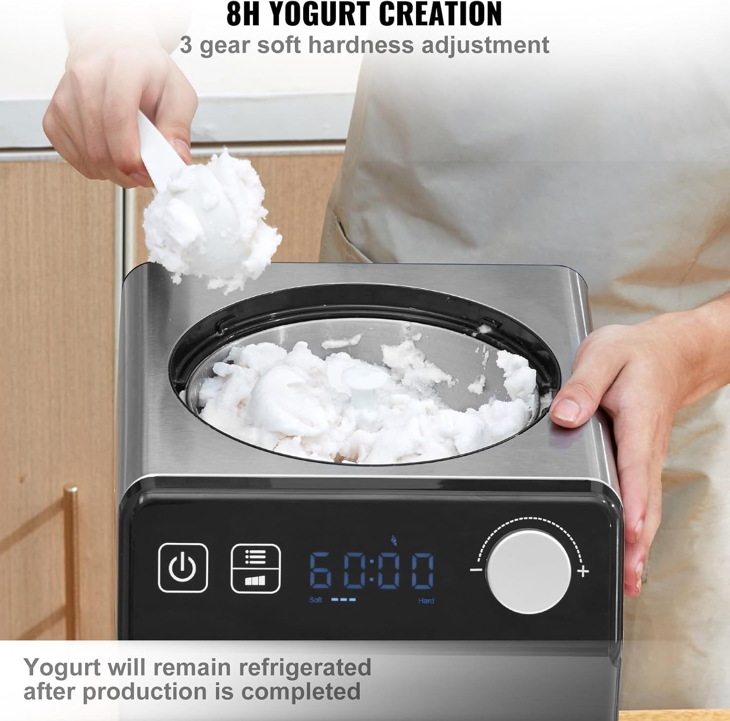 Upright Automatic Ice Cream Maker with Built-in Compressor, 2 Quart No Pre-fr…