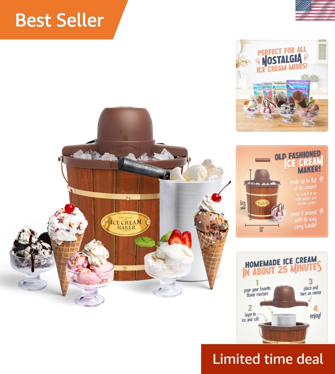 Instant Ice Cream Maker – Make Gelato and Yogurt in 20 Minutes – 4 Quart