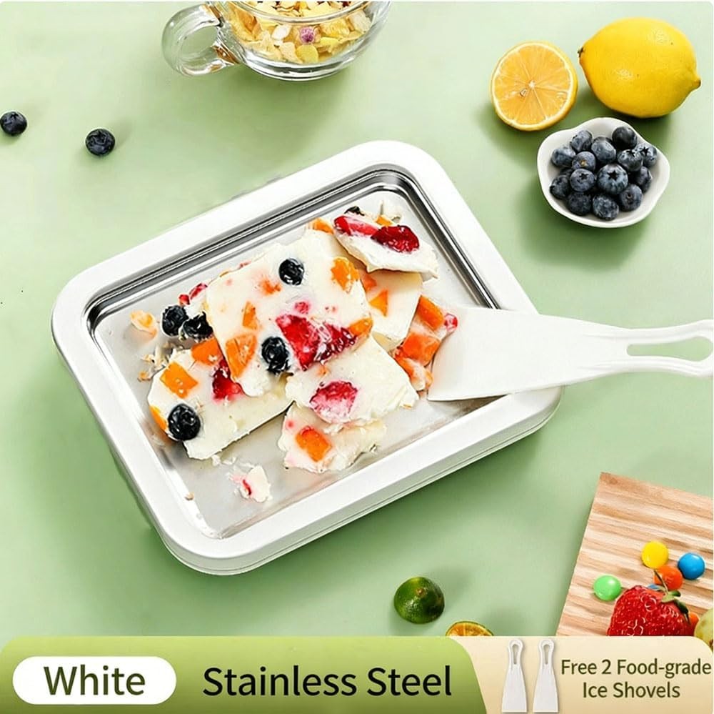 Rolled Ice Cream Maker Stainless Steel Ice Cream Roller Maker W/ 2 Spatulas Fast