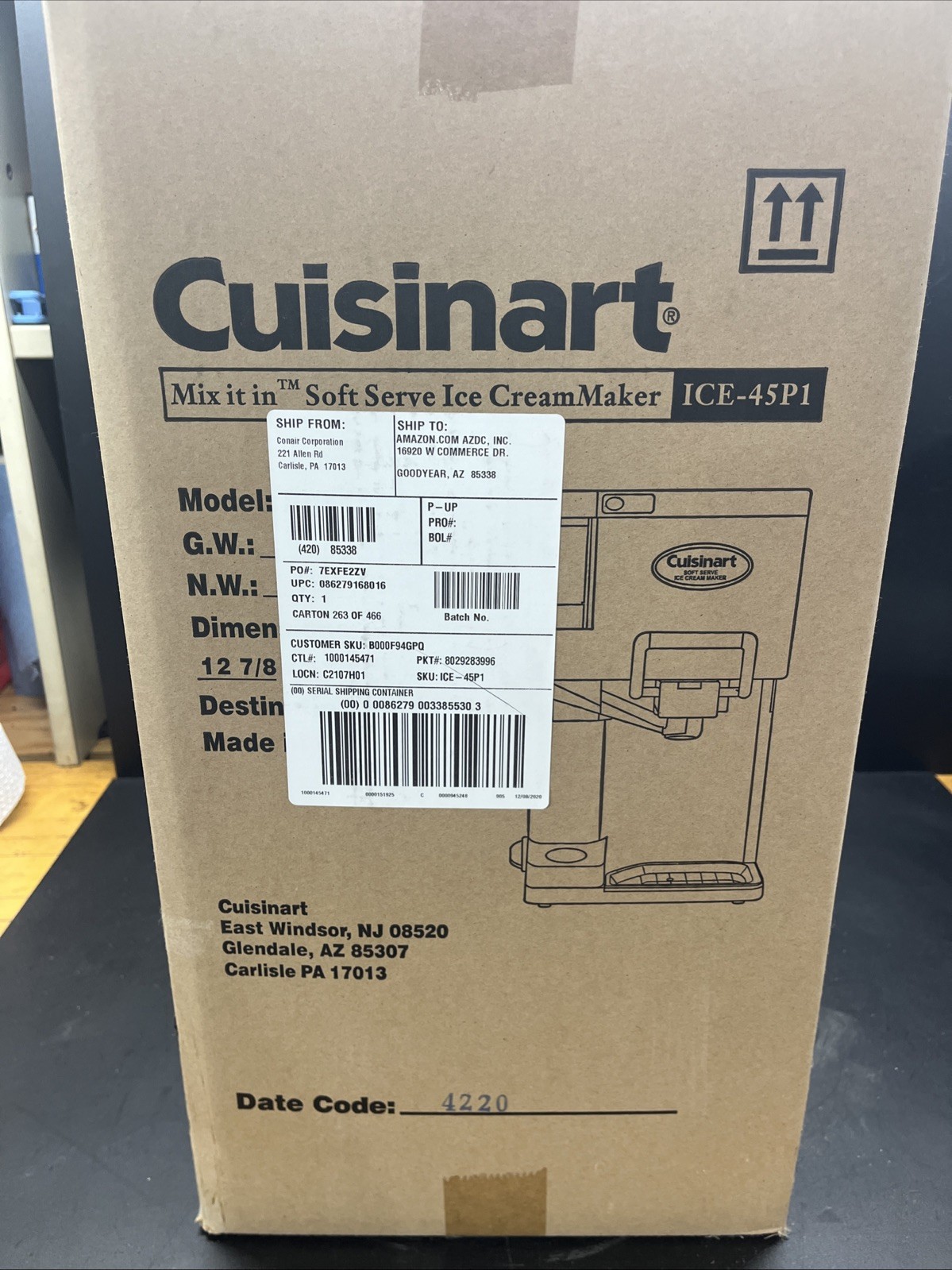 Cuisinart Mix It In Soft Serve Ice Cream Maker Yogurt 1.5 Quart ICE-45P1 NEW