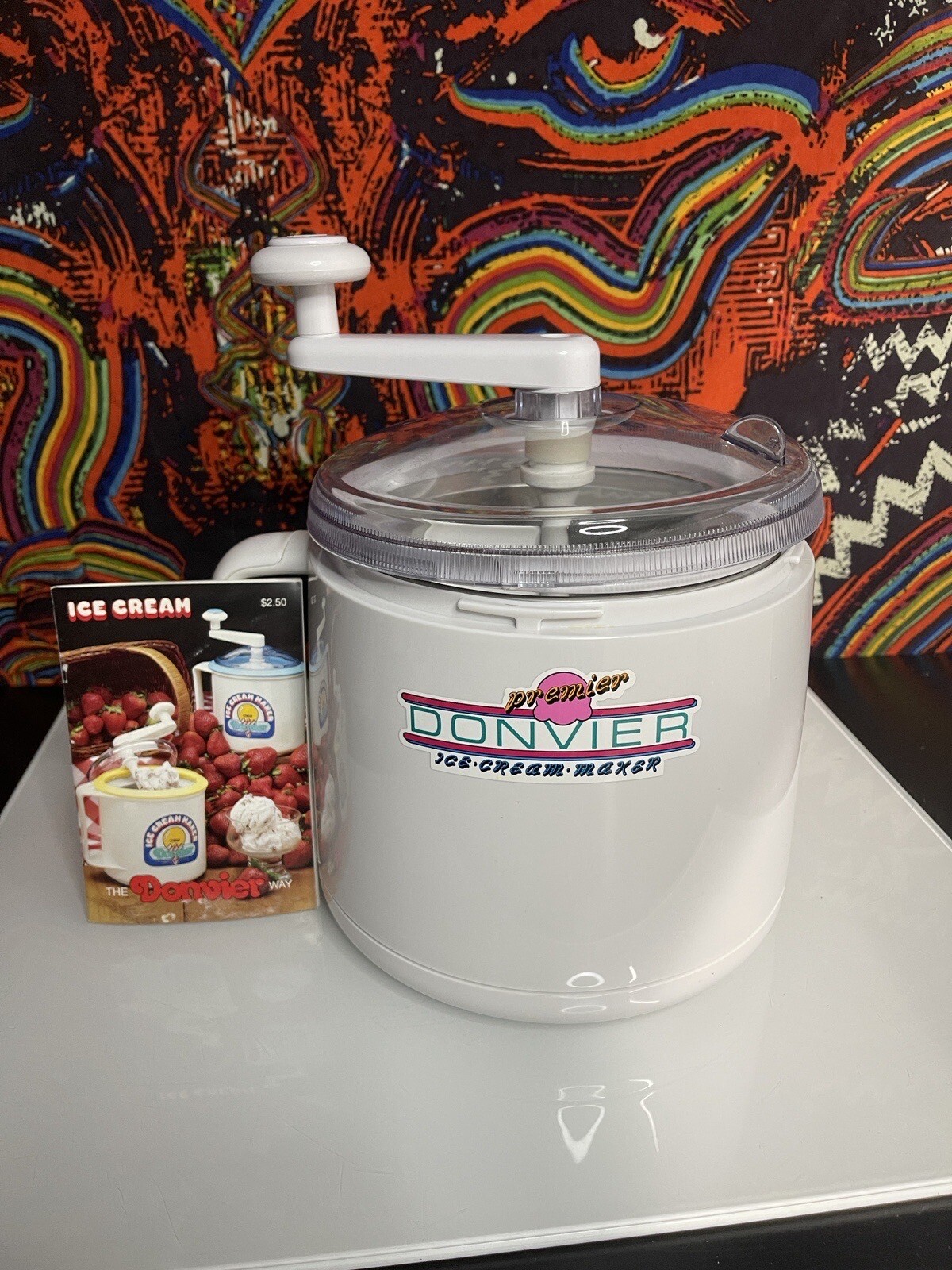 Donvier Premier Ice Cream Maker, White 1-qt., No Electricity/Salt/Ice Needed,Box