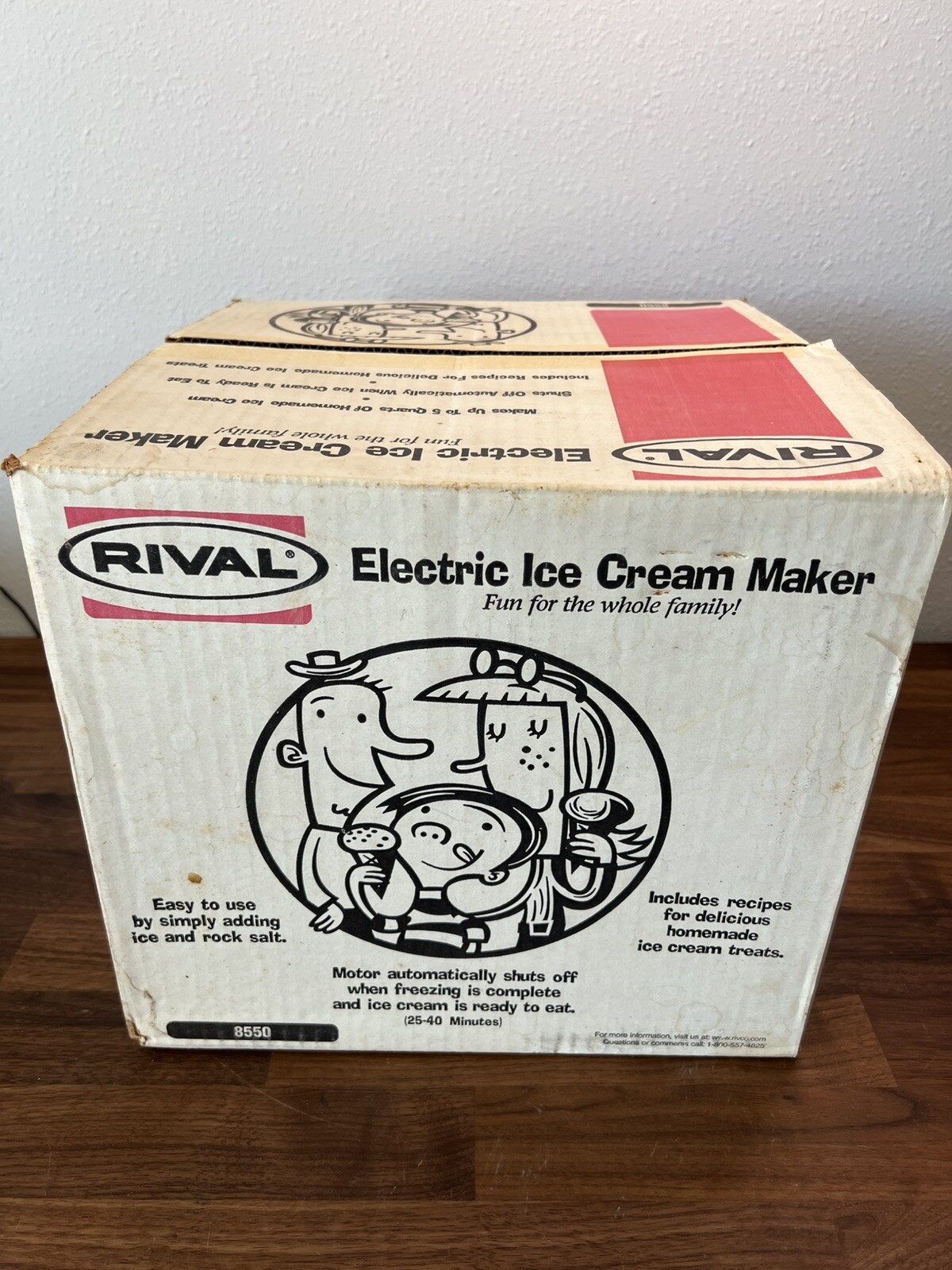 Vtg Rival Wooden Electric Ice Cream Maker Model 8550X Made In USA Tested Working