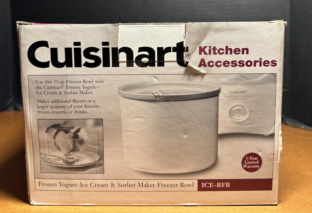 Cuisinart Ice Cream Maker ICE-RFB Freezer Bowl 1.5 Qt For ICE-20 ICE-21 New