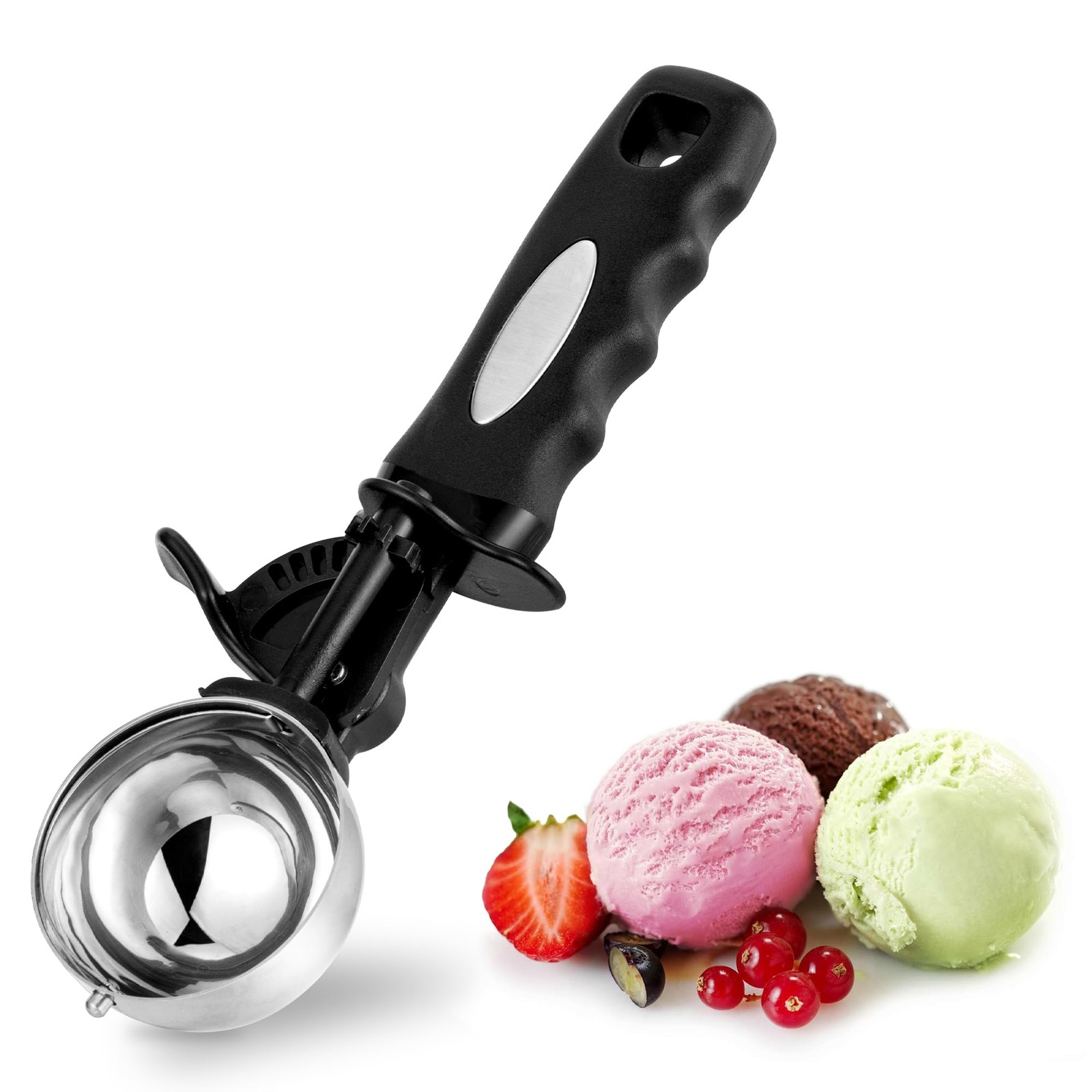 3.5 Tbsp Cookie Scoop, Ice Cream Scoop with Thumb tbsp (55 mm), Black