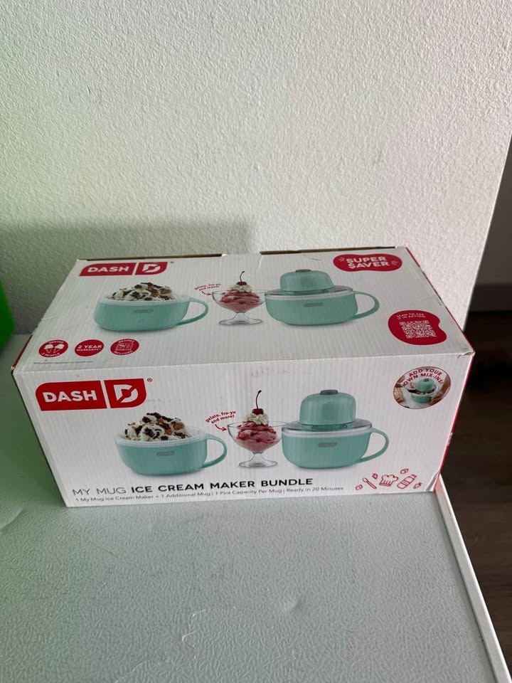 Dash Ice Cream Maker – My Mug Bundle for Two (Aqua) – New NIB