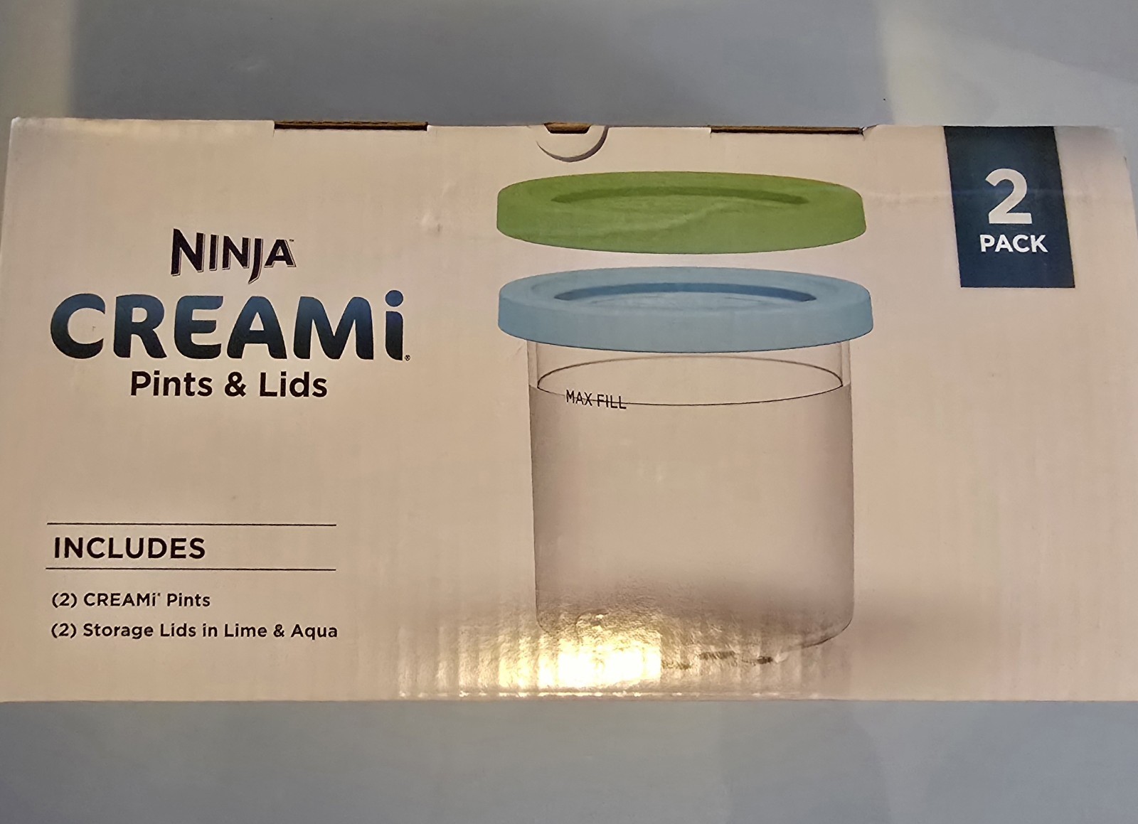 Ninja Creami Pints & Lids 2 Pack Compatible With Ninja Cream Lime & Aqua (NEW)