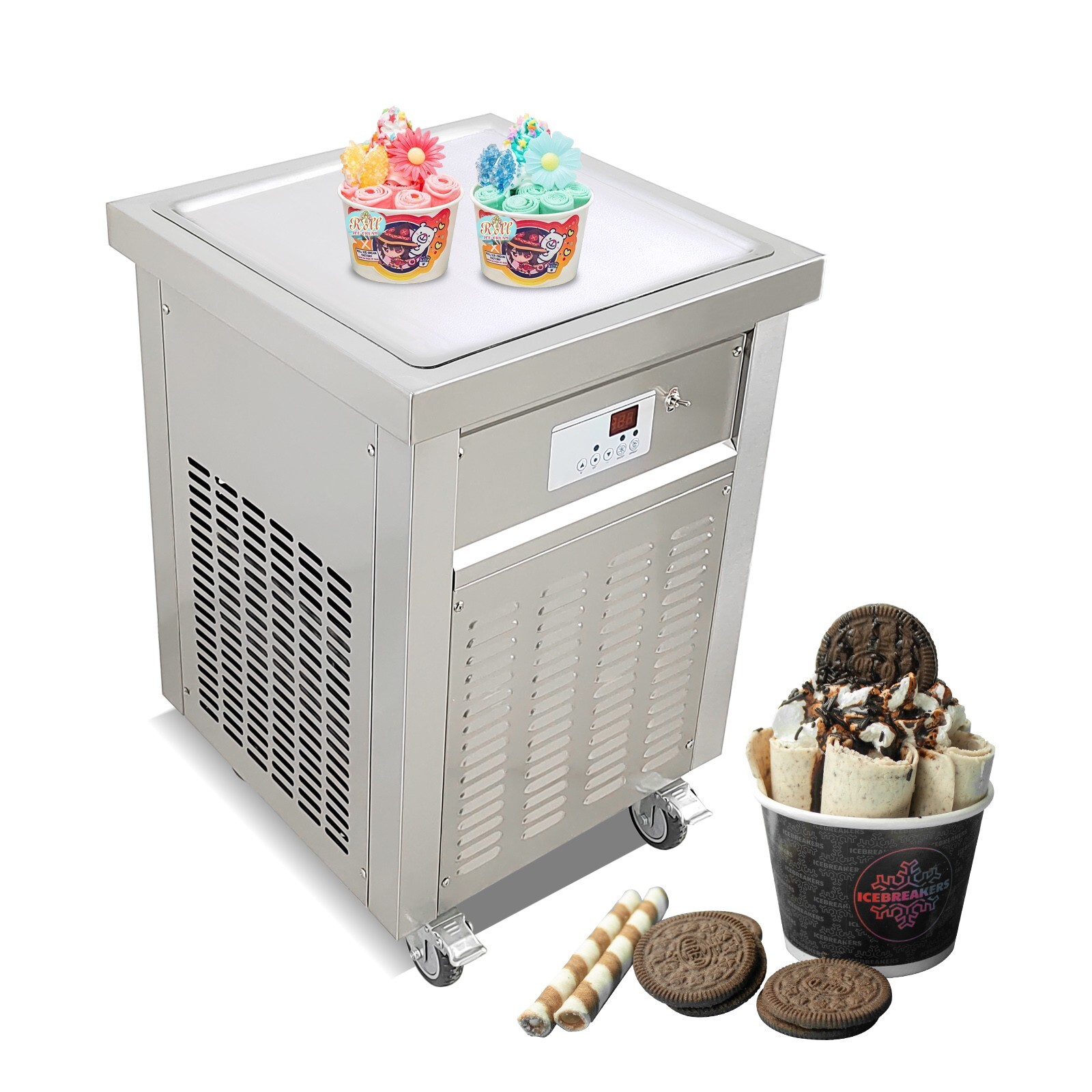 Kolice Commercial ETL 21″X21” Single Square Pan Fry ice Cream roll Machine
