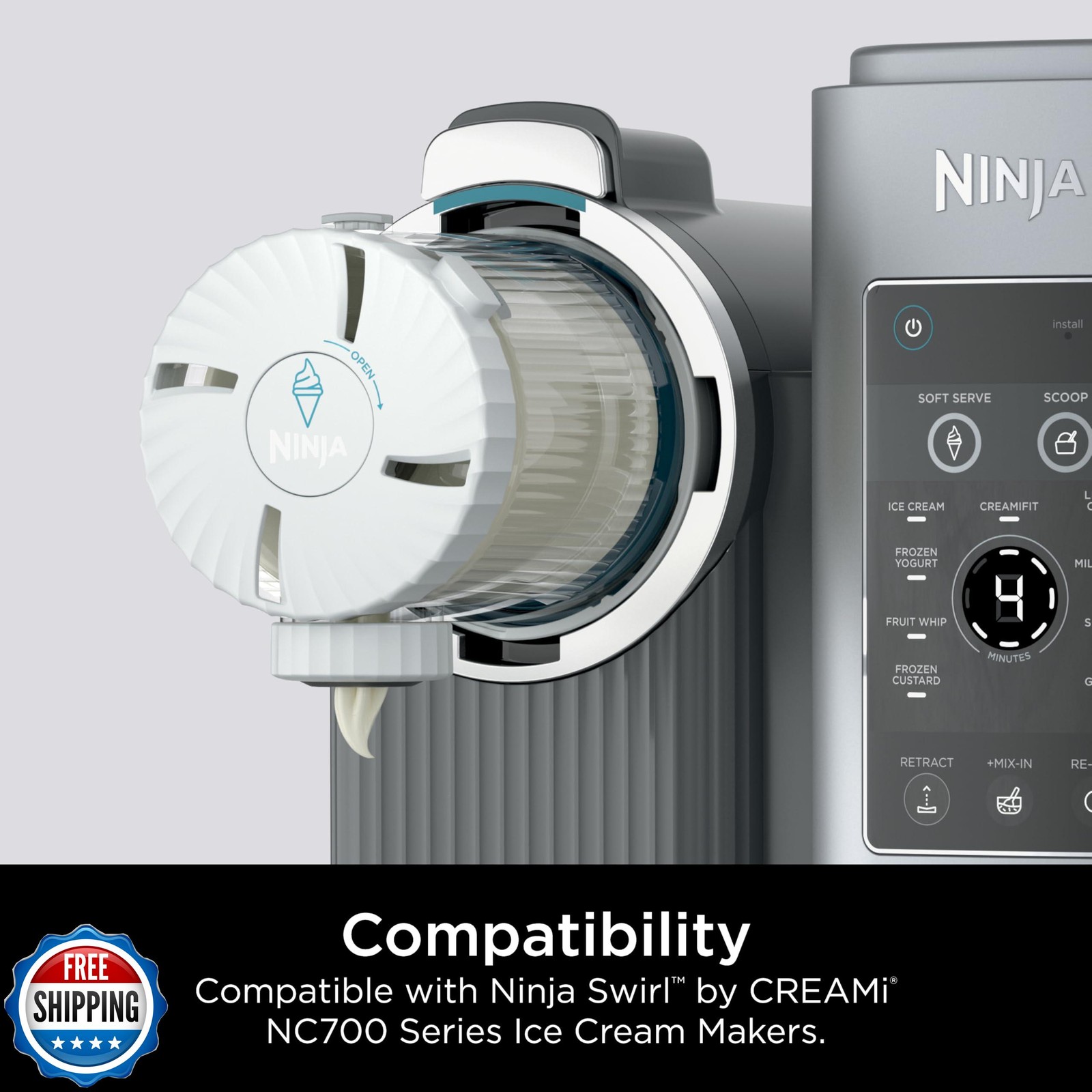 Ninja Swirl by CREAMi Pints and Lids – 2 Pack, Compatible with NC700 Series N