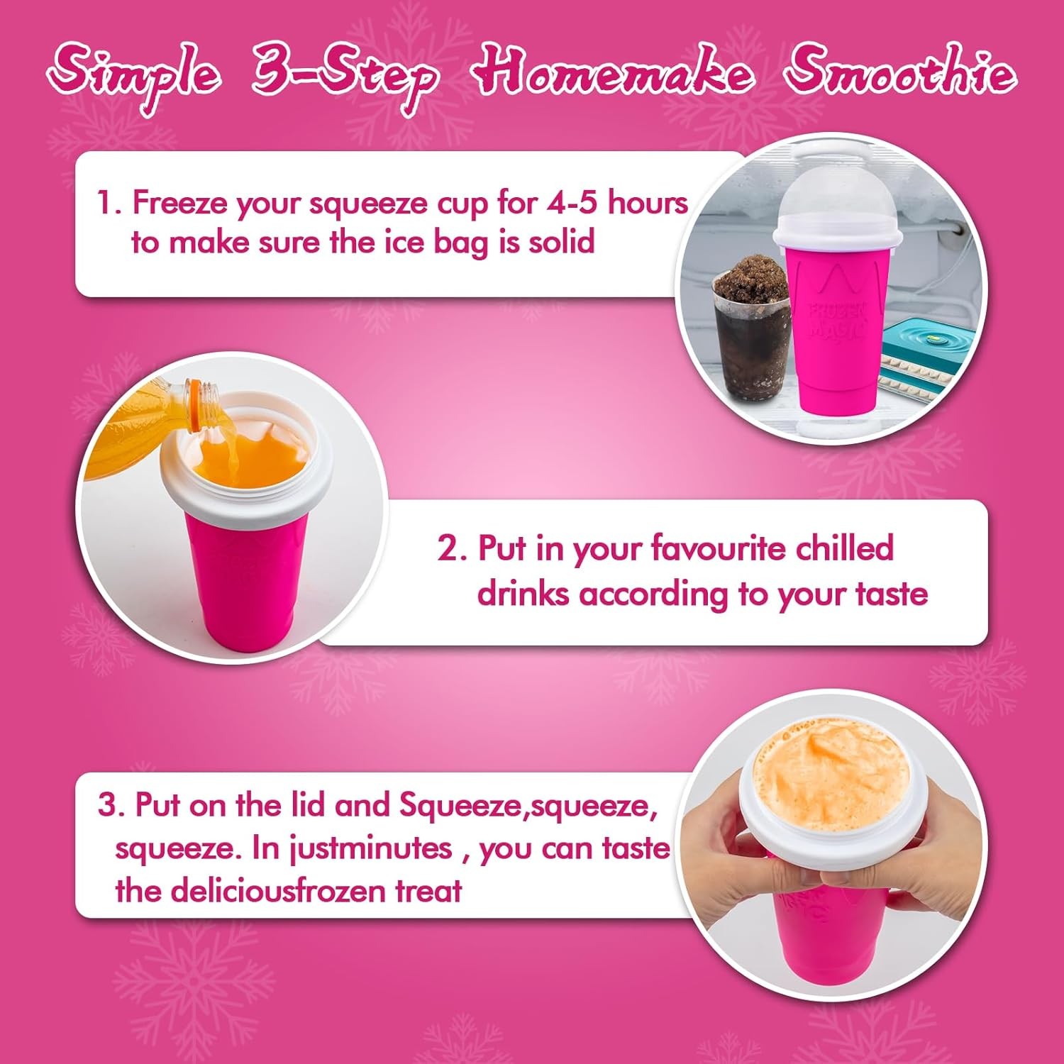 500ML Slushie Maker Cup- DIY Magic Slushy Maker Squeeze Cups, Portable Smoothie
