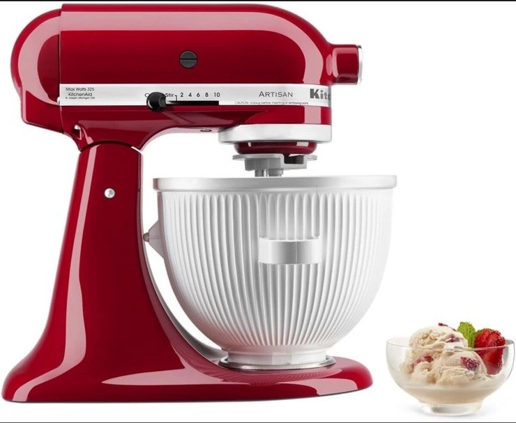 KitchenAid Ice Cream Maker Attachment 2Qt Stand Mixer KSMICM White New