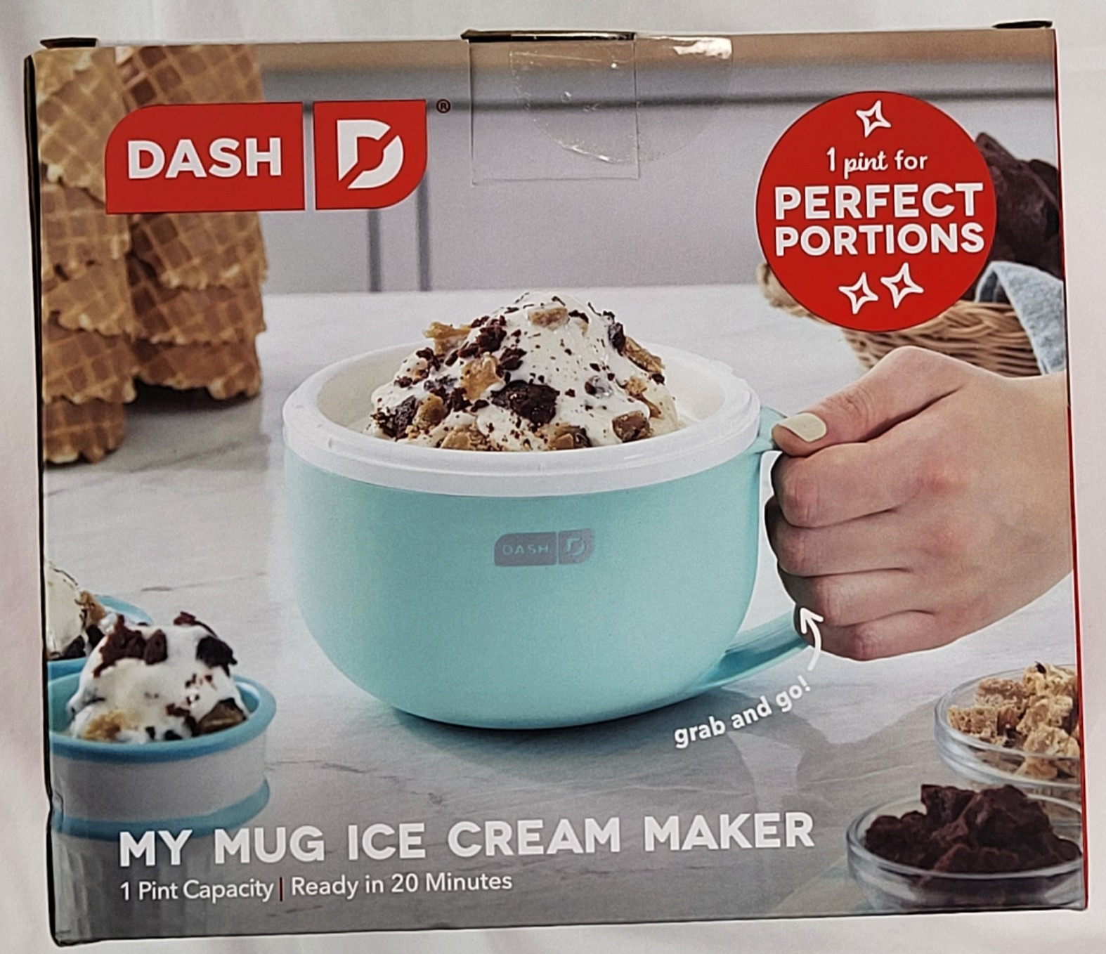 Dash My Mug Ice Cream Maker Aqua Teal Individual I Pint Capacity Gelato Sorbet