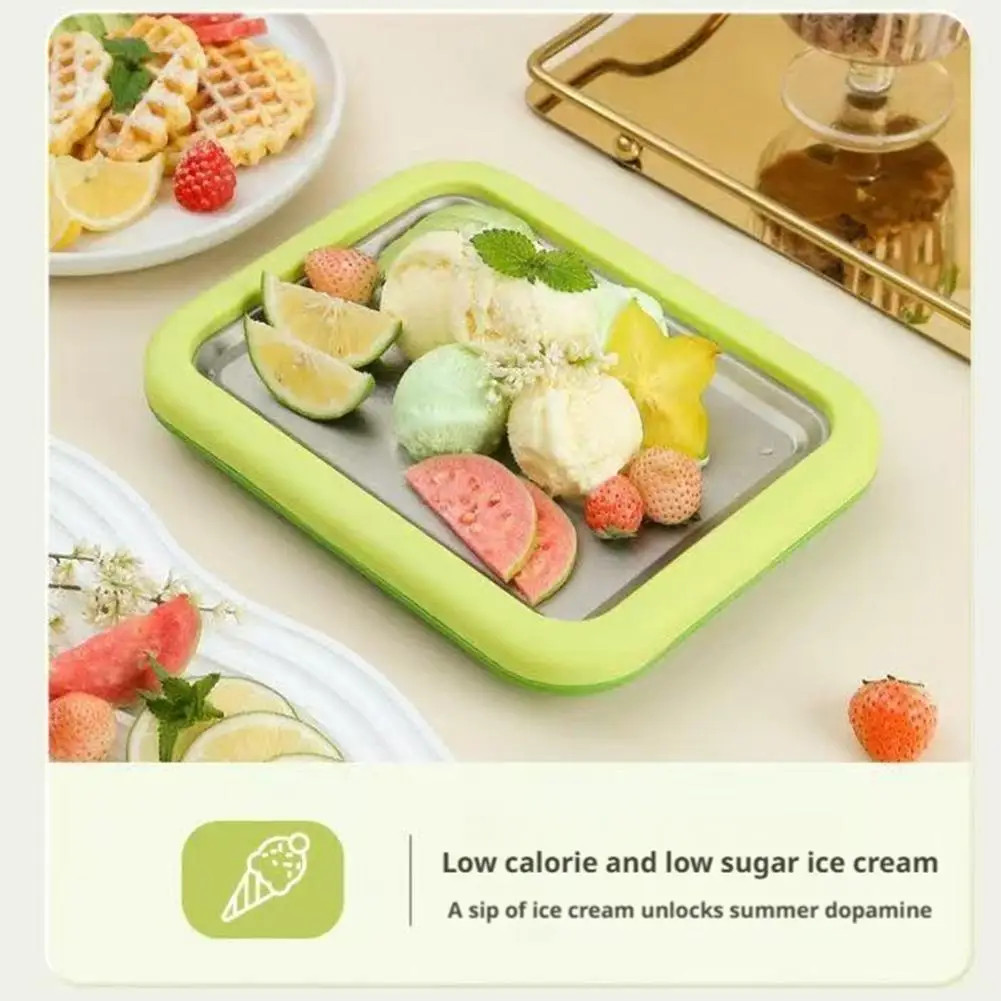 Ice Cream Maker Pan with 2 Scrapers Ice Cream Maker Plate Multifunctional Cold S