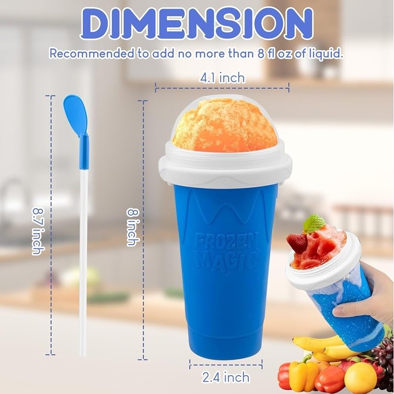 Quick Frozen Slushy Cup Food-Grade Silicone Reusable DIY Smoothie Maker Fun Kids