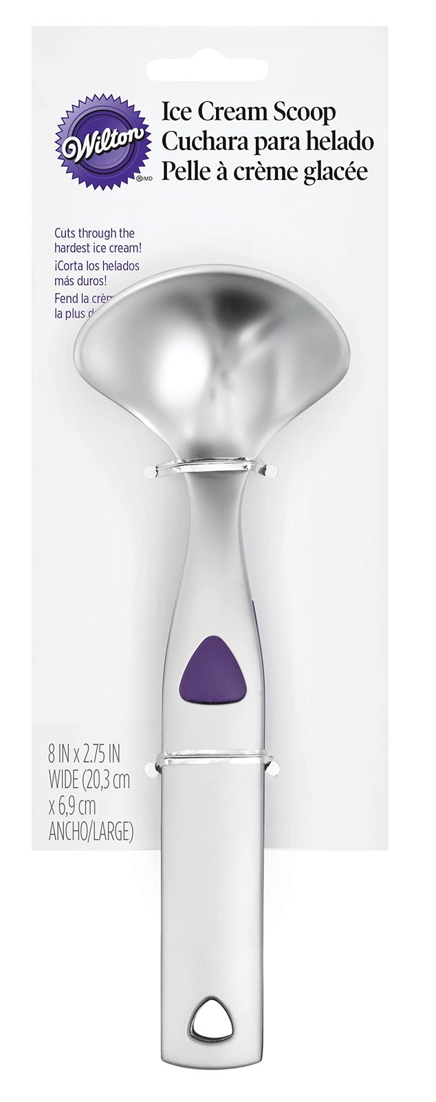 Wilton Heavy-Duty Ice Cream Scoop, Non-Slip Grip, Silver