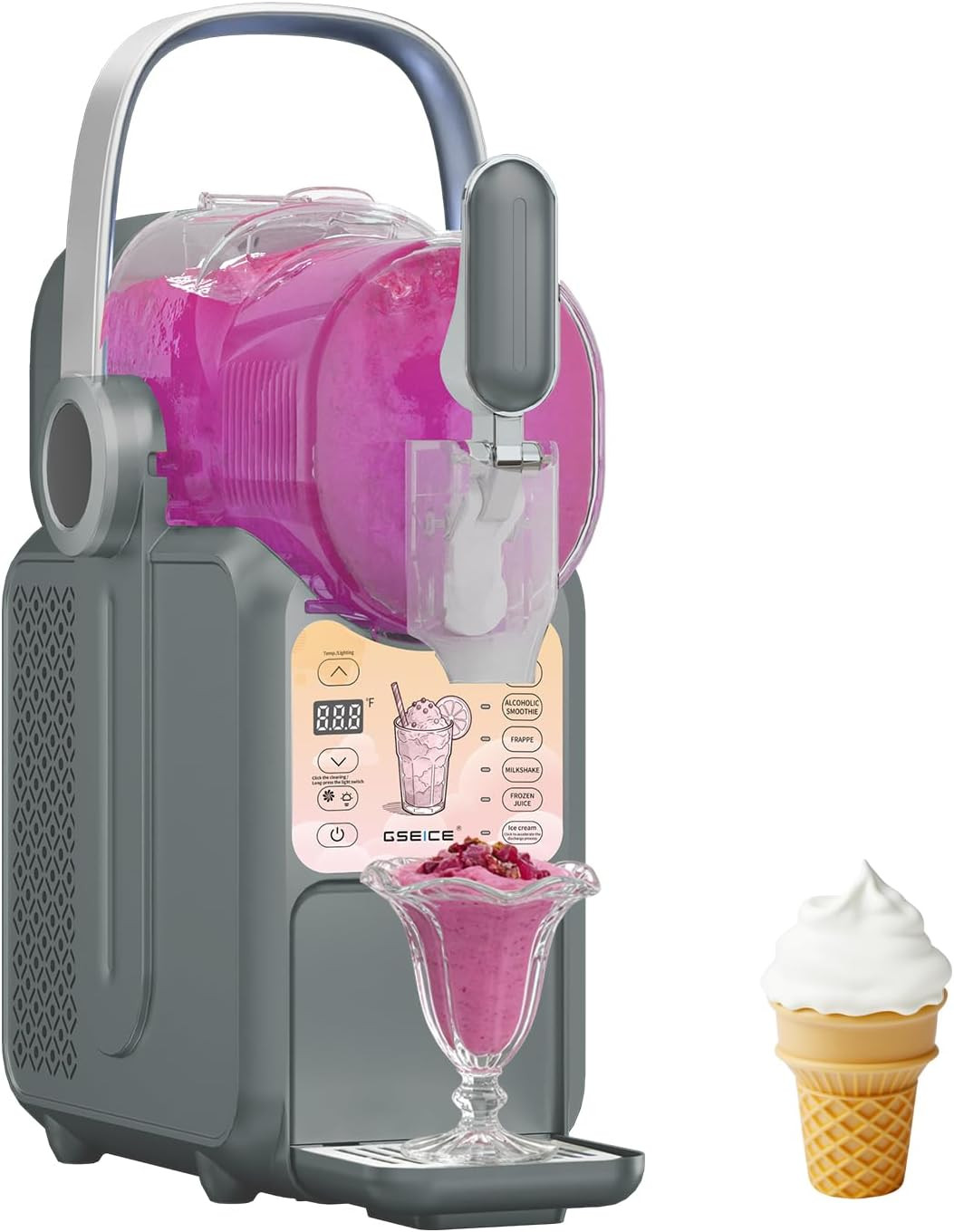 Slushie Machine, 2 in 1 Soft Serve Ice Cream Maker for Home, No Ice Needed, 6 Pr