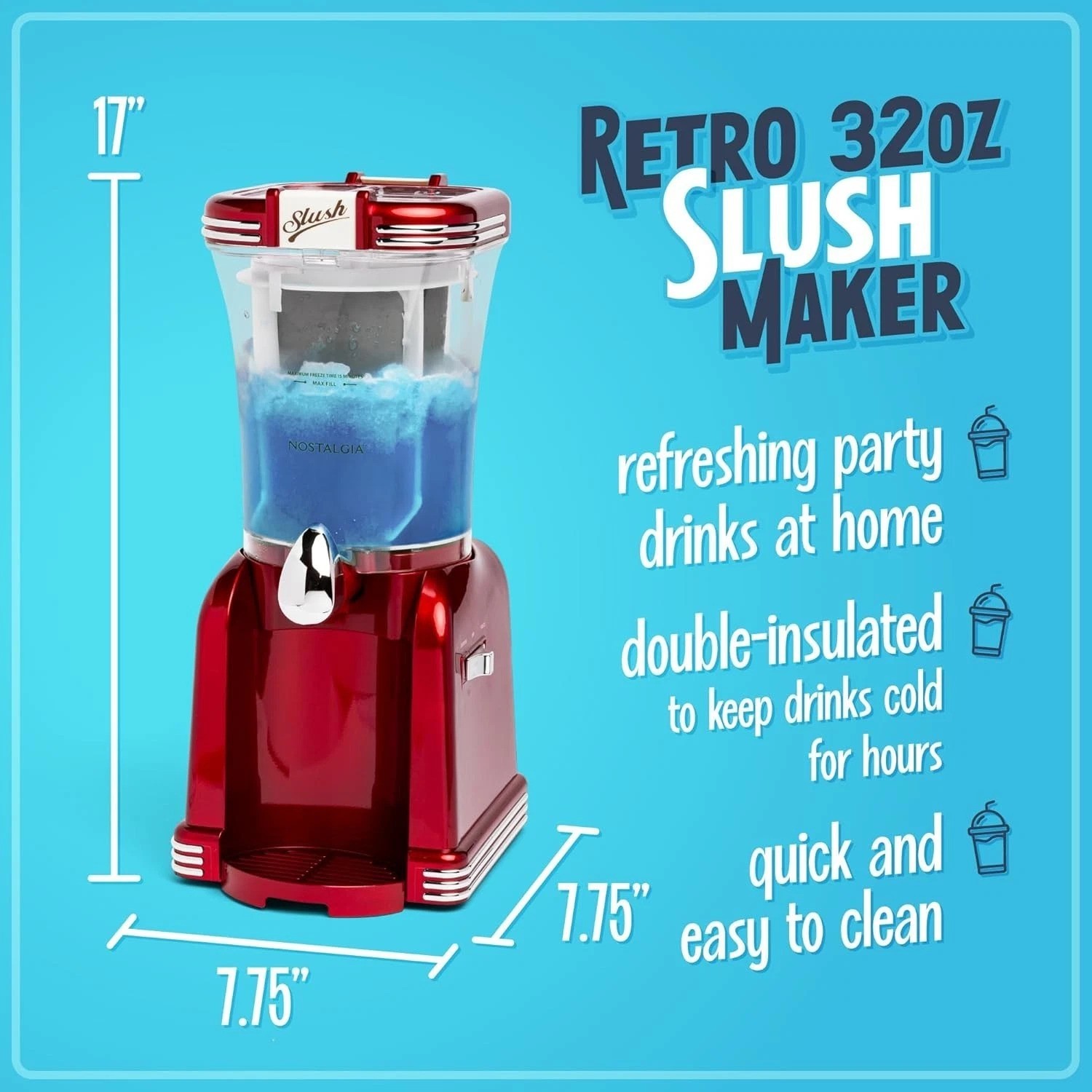 32-Ounce Margarita Machine with Stainless Steel Spout – Easy to Clean!