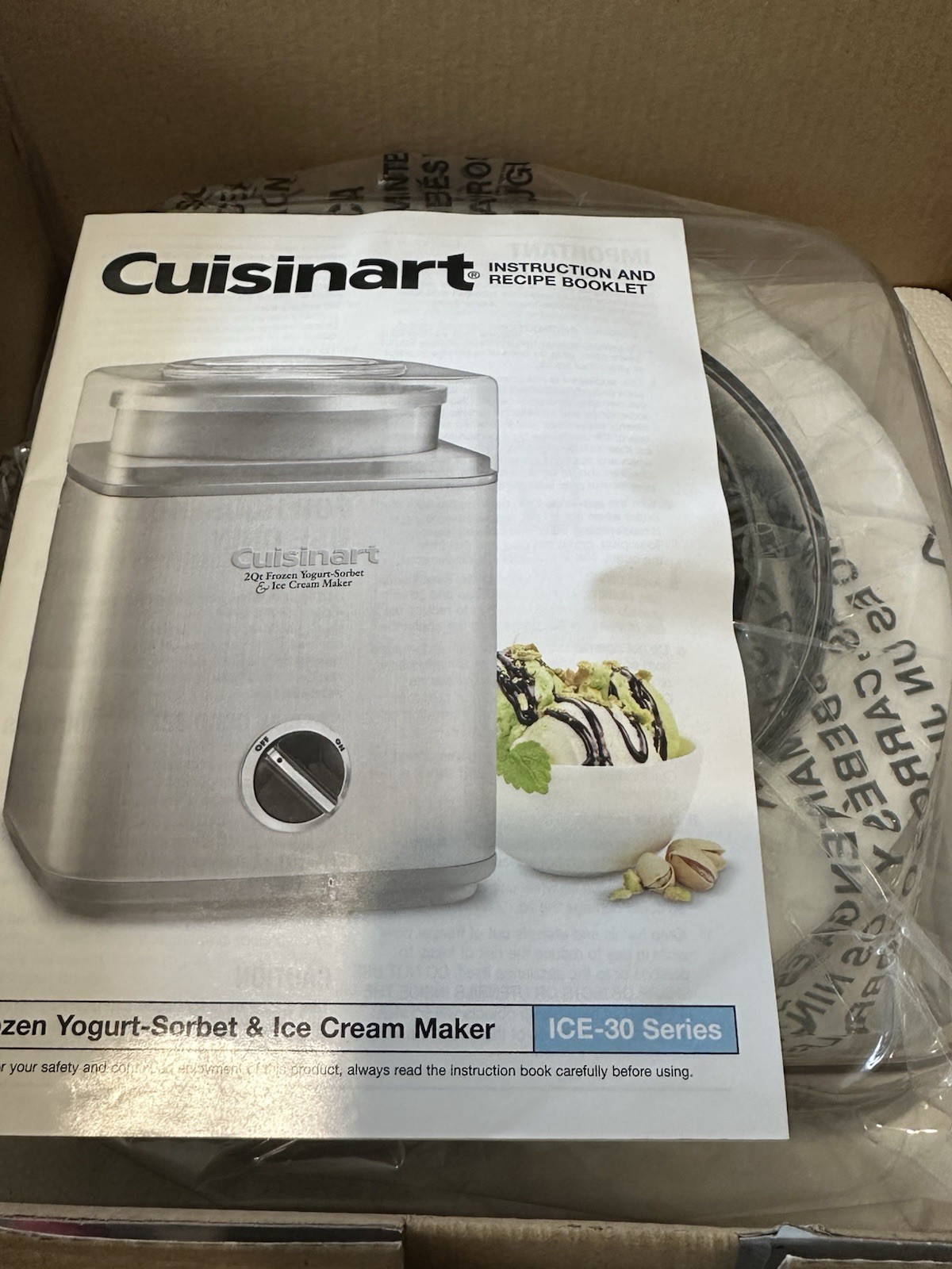 Cuisinart Ice Cream Maker Machine, 2-Quart Ice Cream ICE30BCP1 NIB