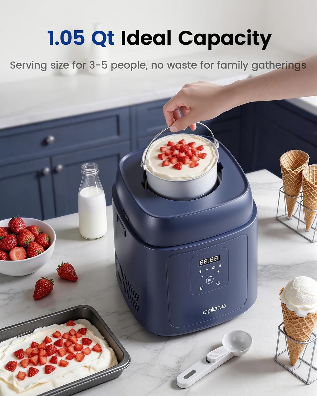 4-in-1 Ice Cream Maker 1.0Qt – No Pre-Freeze, Automatic