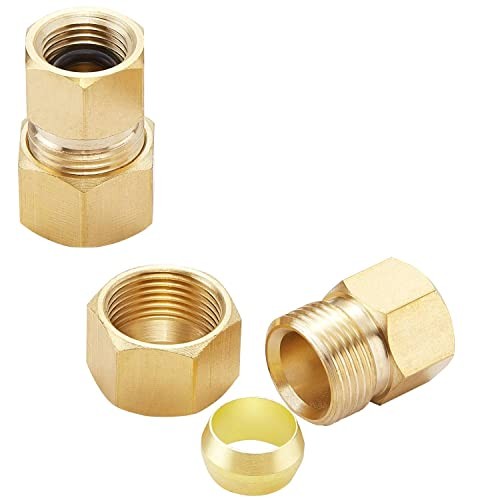 2PCS LF Brass 3/8″OD Male Compression to 1/4Inch 2pcs 3/8″Male ODX1/4″Female OD