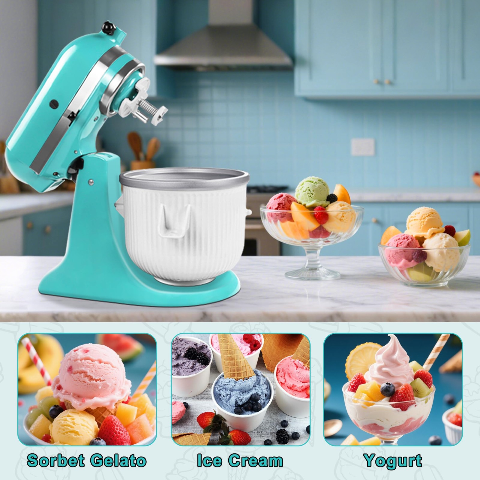Ice Cream Maker Parts for KitchenAid Stand Mixer – Ice Cream Drive Attachment…