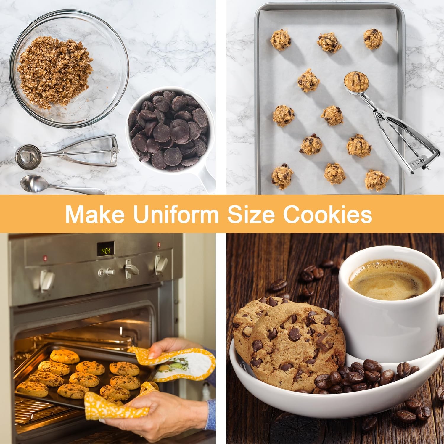 Saebye Mini Cookie Scoop 1 Tsp, Extra Small Dough Scoop, #110, Silver
