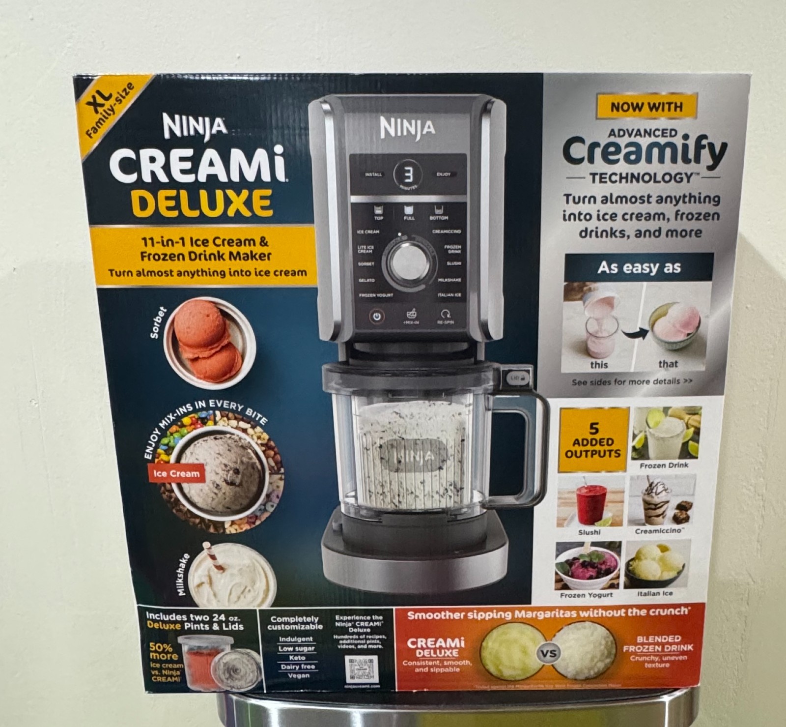 Ninja CREAMi Deluxe 11-in-1 XL Ice Cream Maker w/ Six 24-Oz. Pints – NC501