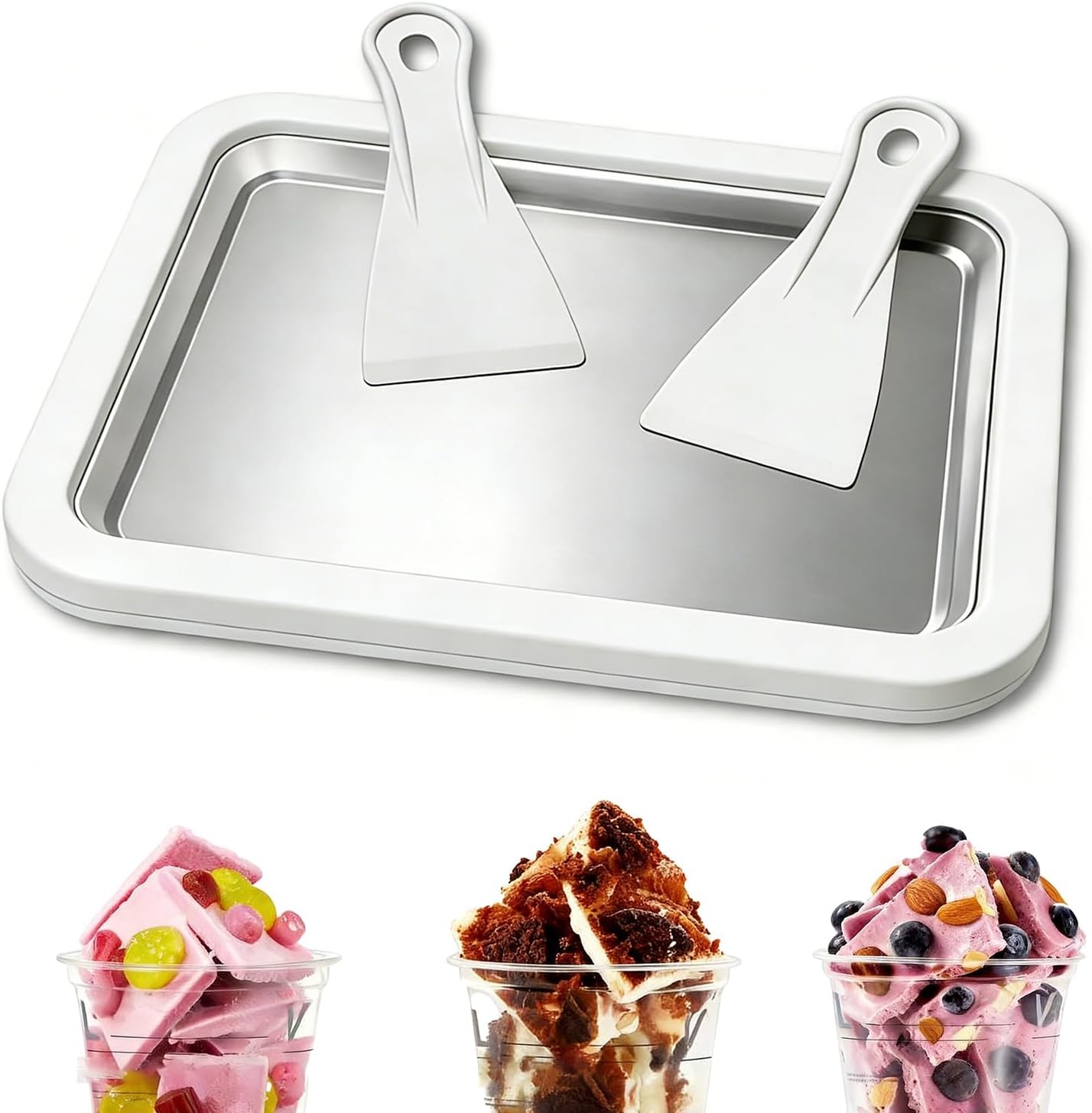 Instant Ice Cream Maker Rolled Ice Cream Maker W/ 2 Spatulas Homemade DIY Frozen