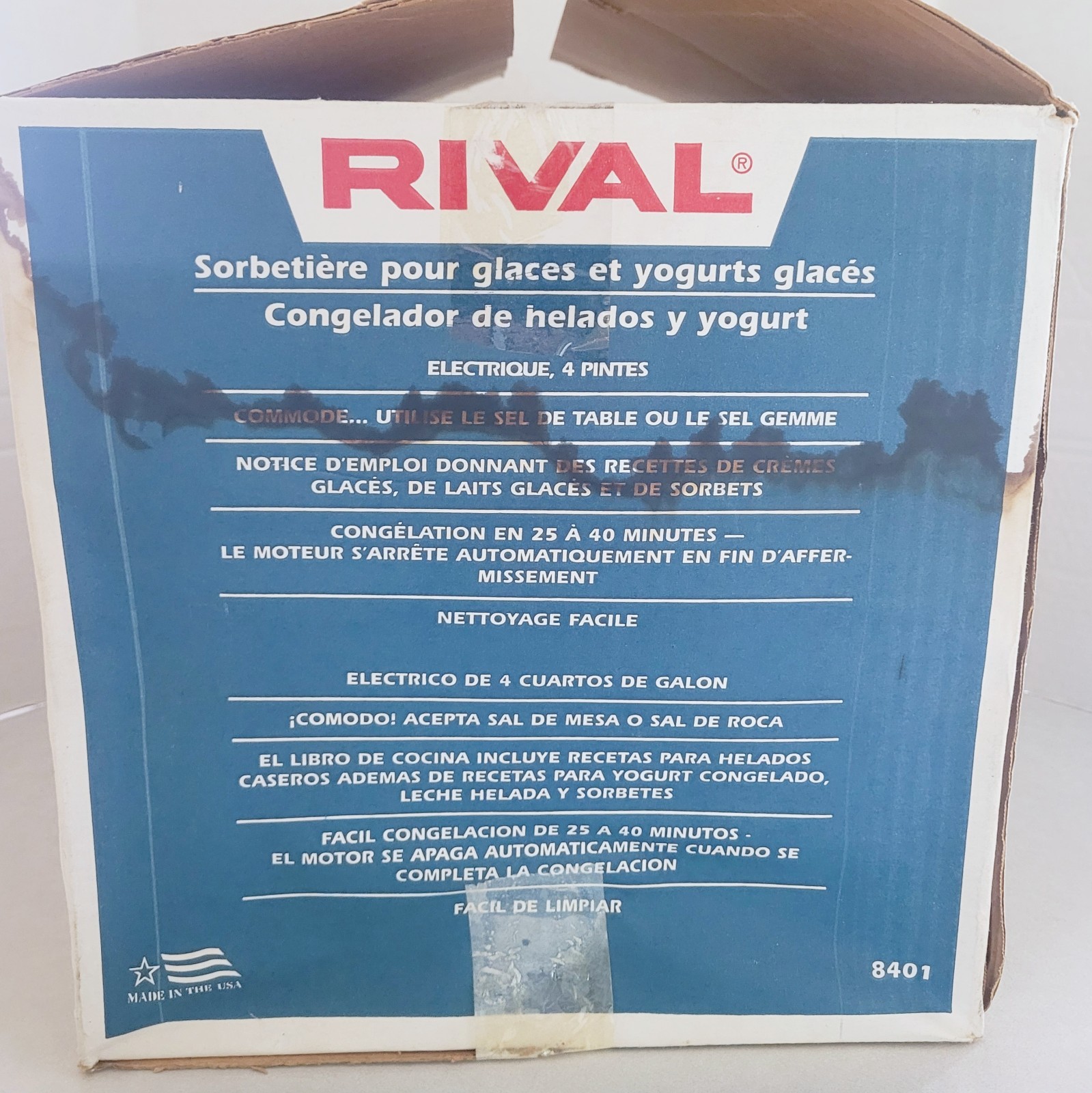 Rival Ice Cream & Yogurt Freezer Maker 8401 USA 4 Quart Electric Vintage