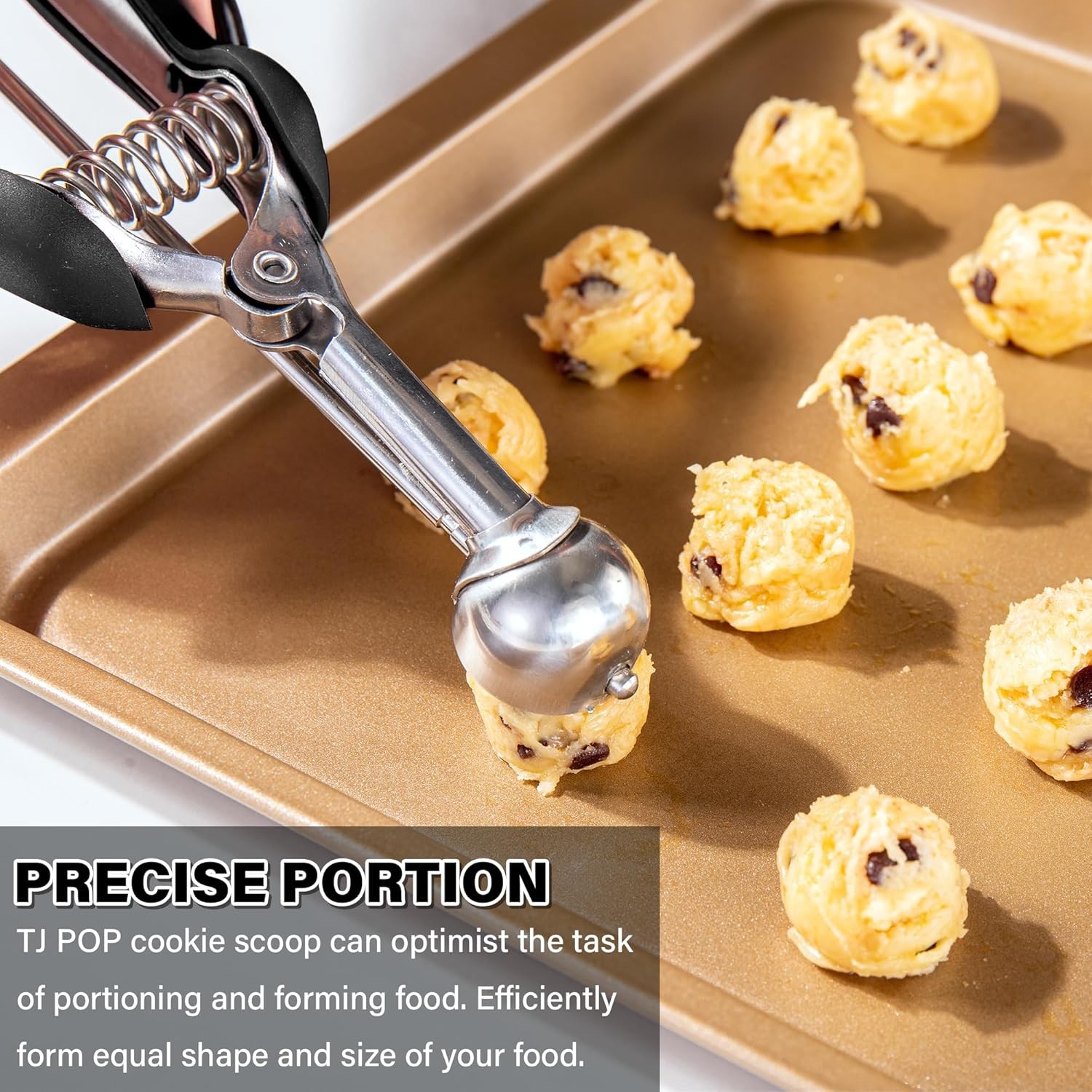 Extra Small Cookie Scoop 1 tsp, Professional Stainless 1 tsp ( 25 mm), Black