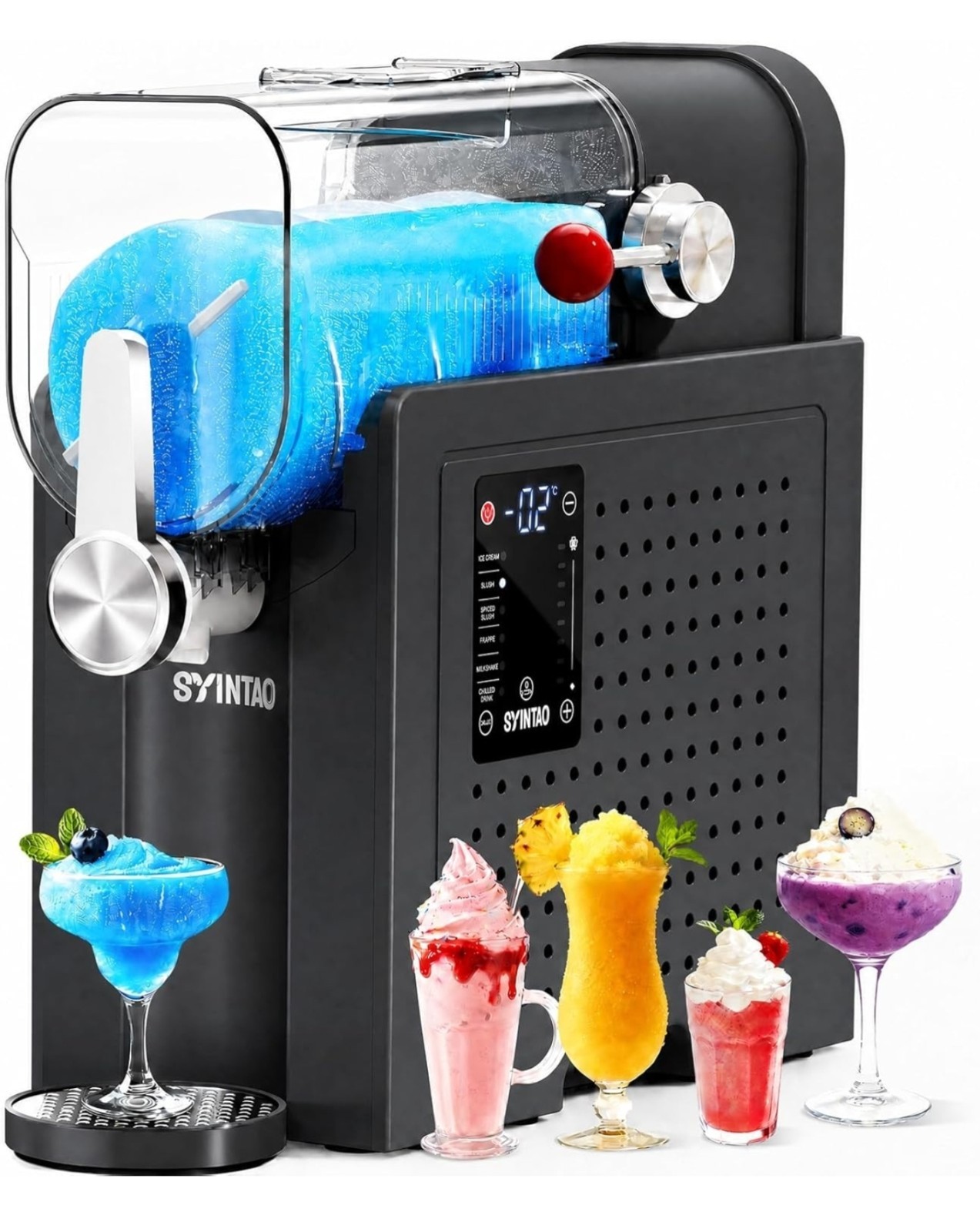 SYINTAO 2-in-1 Slushie & Soft Serve Ice Cream Maker, 96oz Vessel No-Ice-Needed F