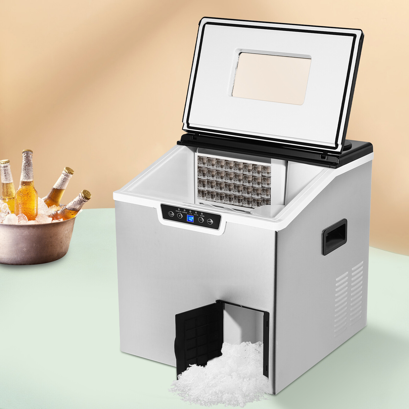 66-88lbslbs/24h Ice Maker Machine Stainless Steel Undercounter Ice Machine NEW